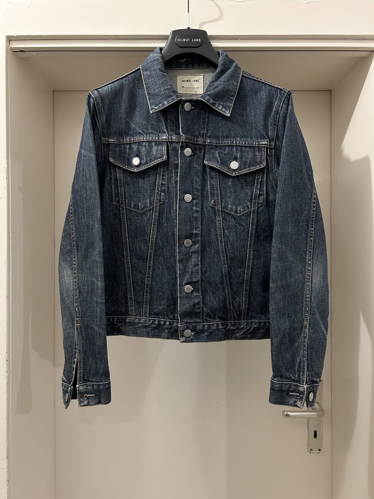 Helmut Lang Helmut Lang 1999 Black Wax Coated Denim Oversleeve
