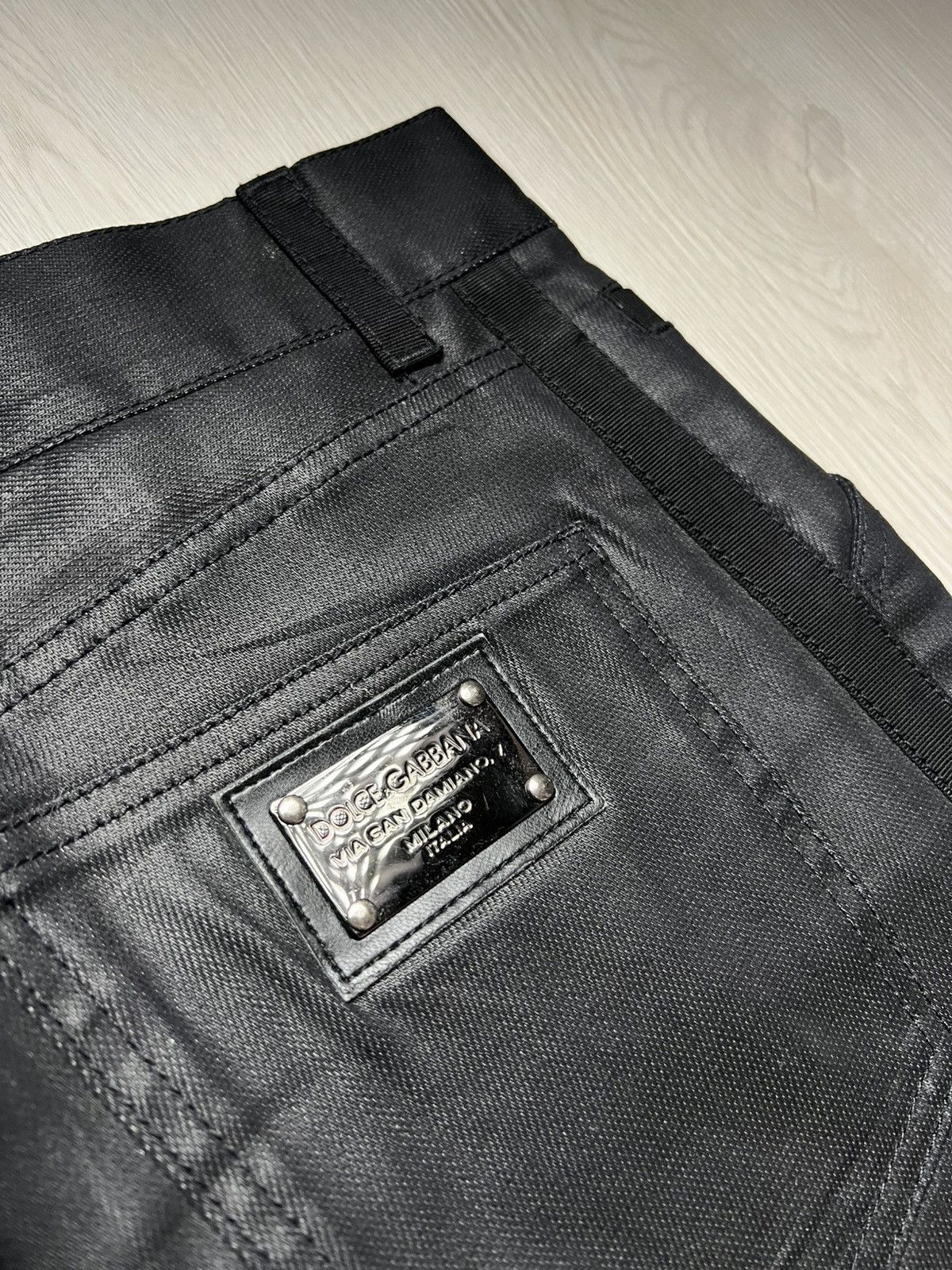 Dolce & Gabbana Dolce Gabbana Waxed Black Coated Denim Size US 35 - 5 Thumbnail