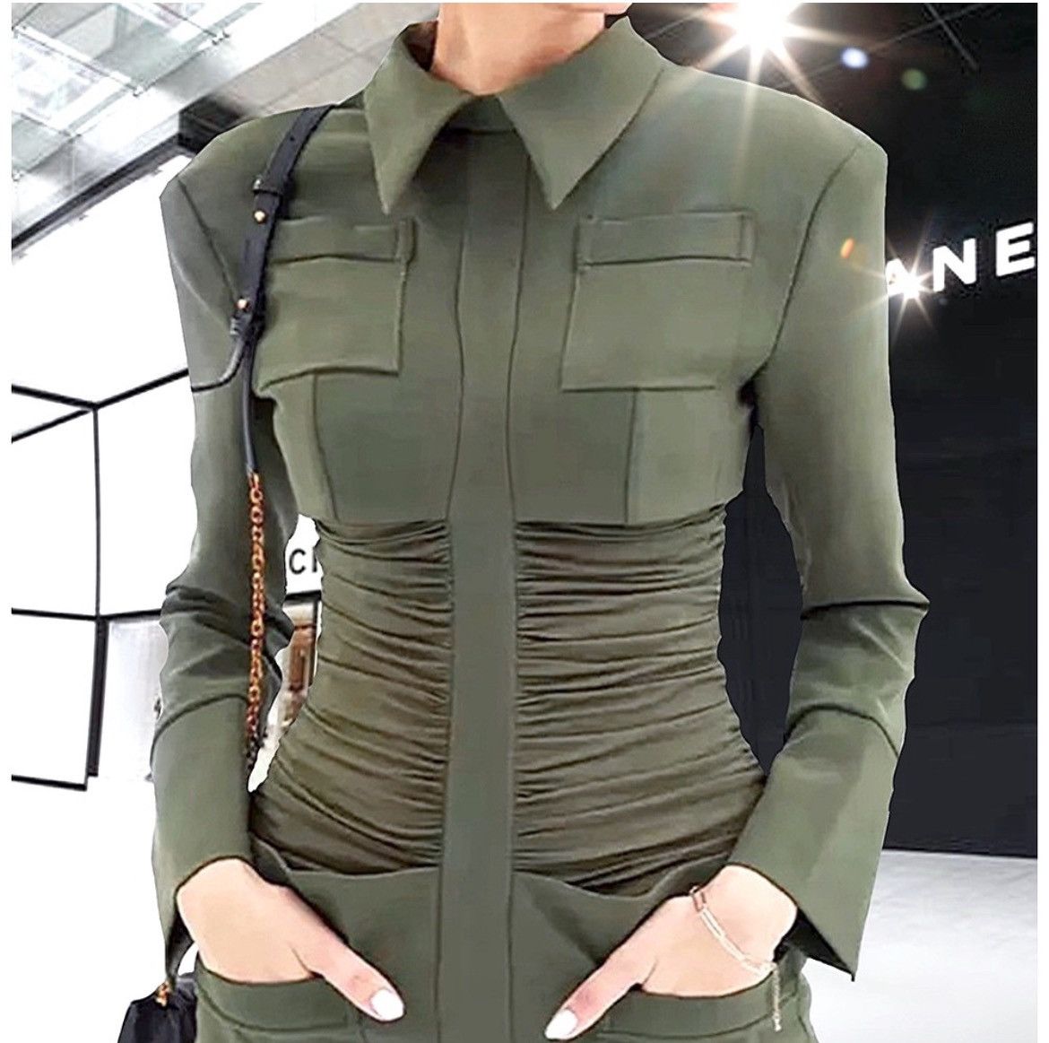 Designer × Other NWT, Lavishly Paris Designer Army Cape Designer Mini Dress. Size M / US 6-8 / IT 42-44 - 11 Thumbnail