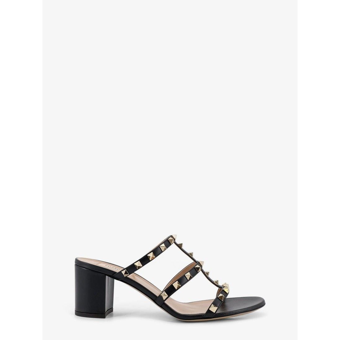 Valentino Garavani Rockstud Black Leather 60Mm Heel Shoes Sandals, Women's (Size 9)