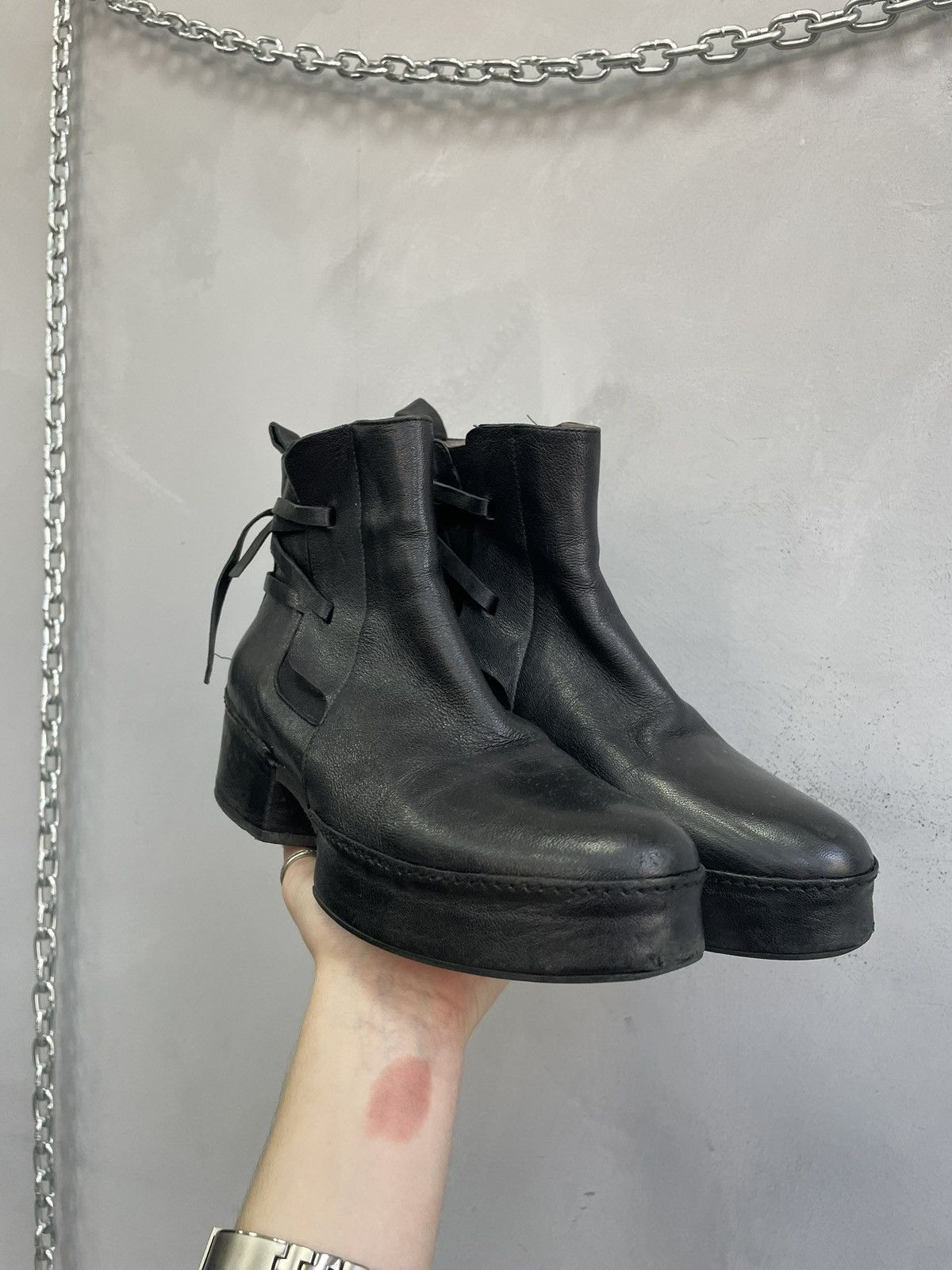 A.S.98 Black Leather Boots rick owens style avant garde y2k Style Size US 8 / IT 38 - 2 Thumbnail