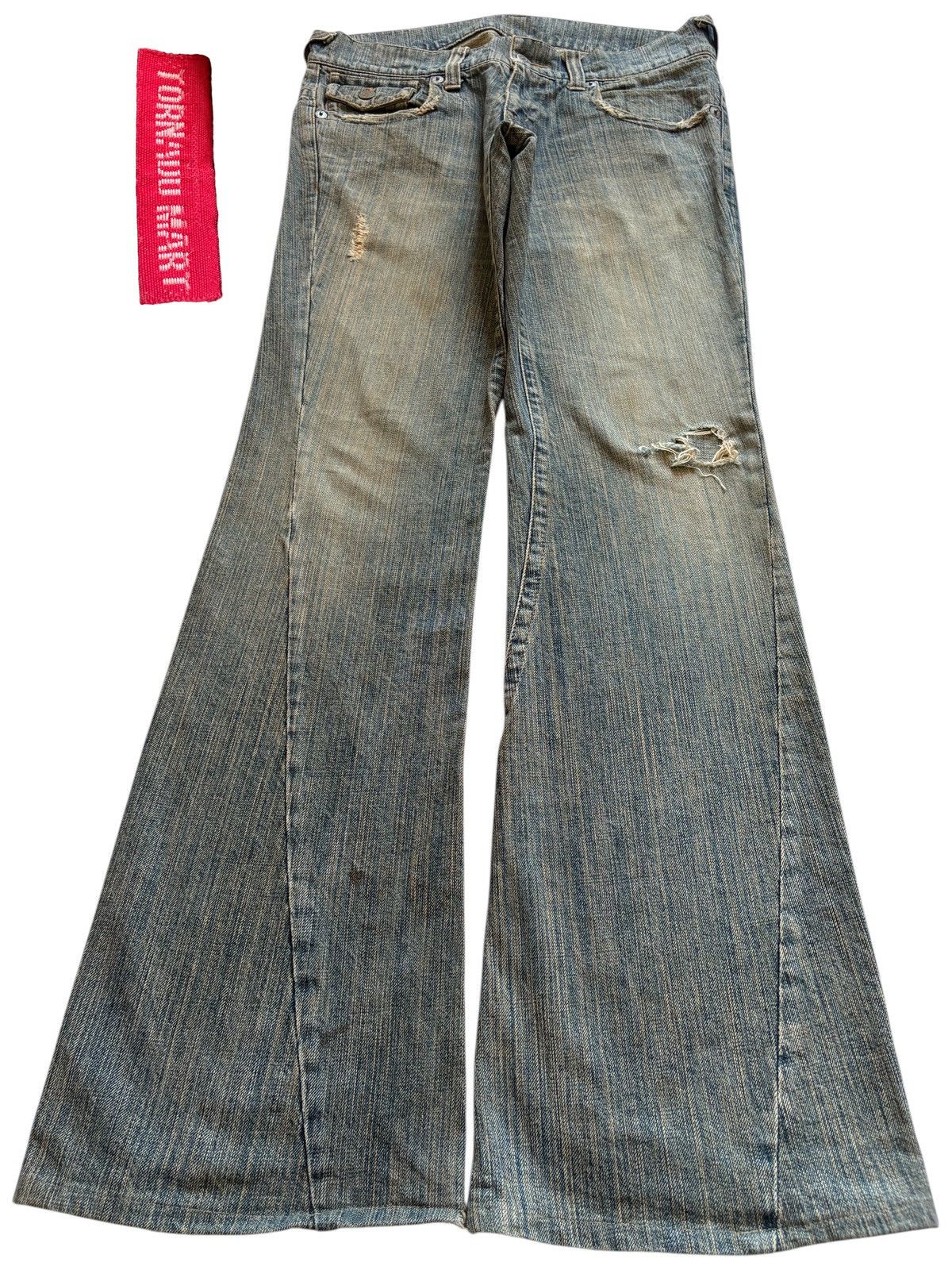 If Six Was Nine × Japanese Brand × Tornado Mart Vintage Tornado Mart Rusty Mud Wash Distress Rip Flare Jeans Size US 32 / EU 48 - 1 Thumbnail