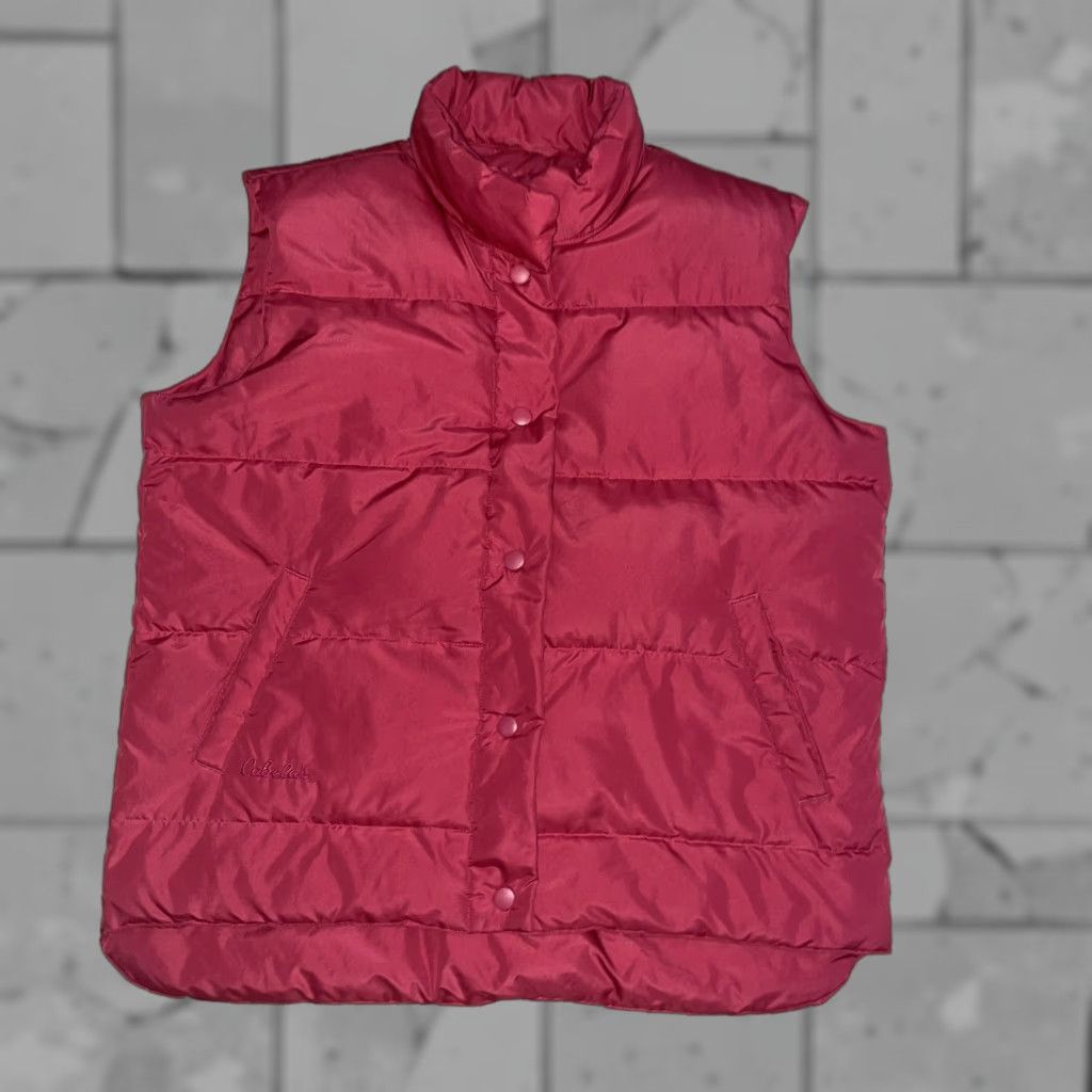 Vintage Cabela's Premier Northern Goose Down Puffer Vest Womens M Regular Red Pink Nylon Vest Size M / US 6-8 / IT 42-44 - 1 Thumbnail