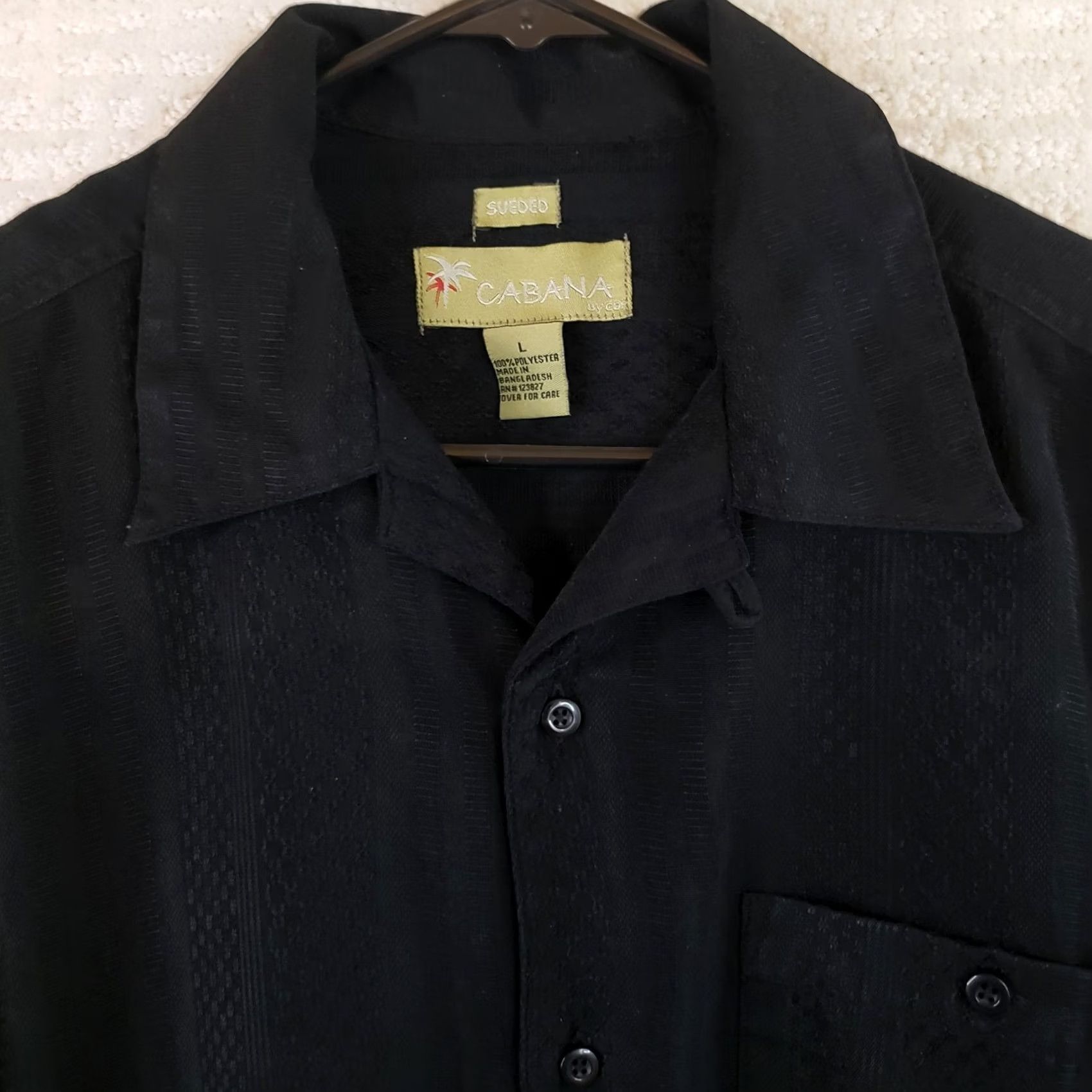 Vintage Cabana Shirt Mens L Black Sueded Button-Up Short Sleeve Collared Top Casual Wear Shirt Size US L / EU 52-54 / 3 - 4 Thumbnail