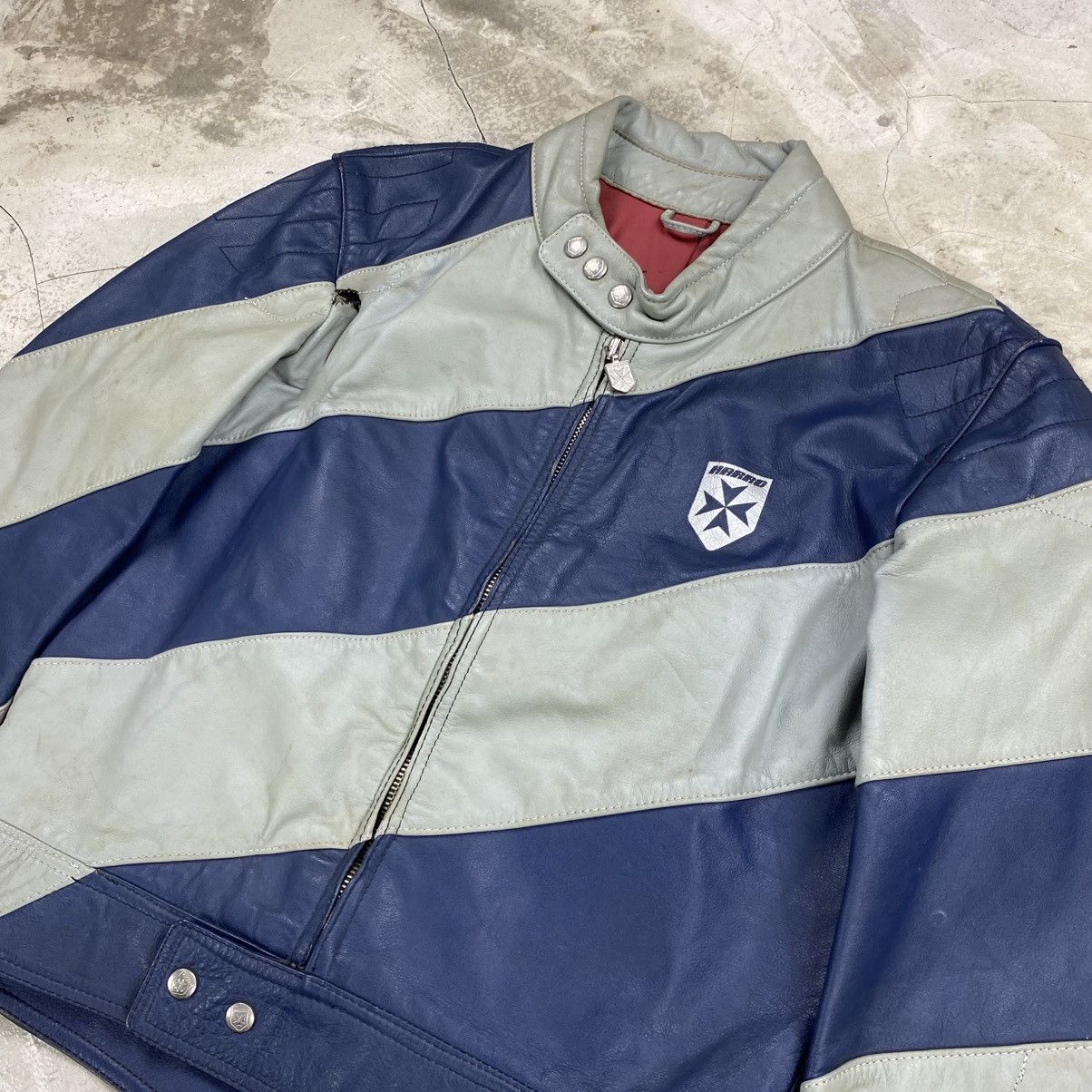 Other 80’s Harro Kombi Stripes Two Toned Leather Moto jacket Size US S / EU 44-46 / 1 - 2 Thumbnail