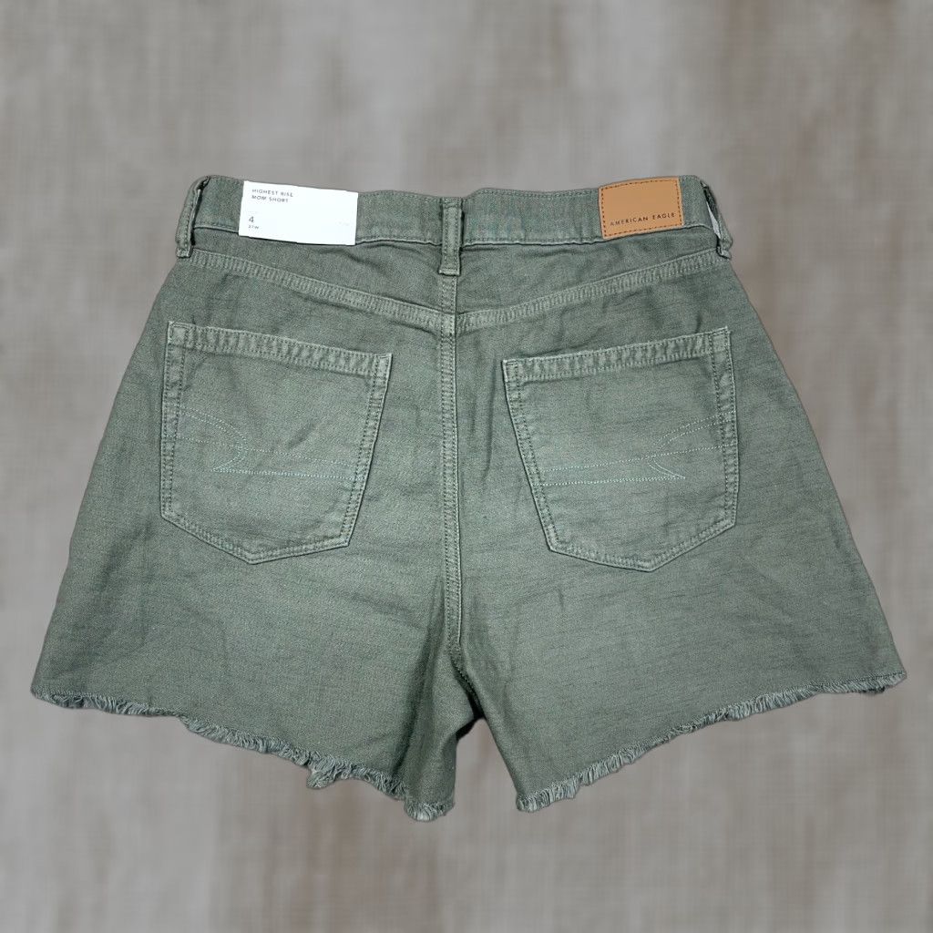 American Eagle Outfitters American Eagle Outfitters Mom Shorts Women 4 Olive Green High Rise Cut Off Jorts Denim 5-Pocket Size 27" / US 4 / IT 40 - 1 Thumbnail