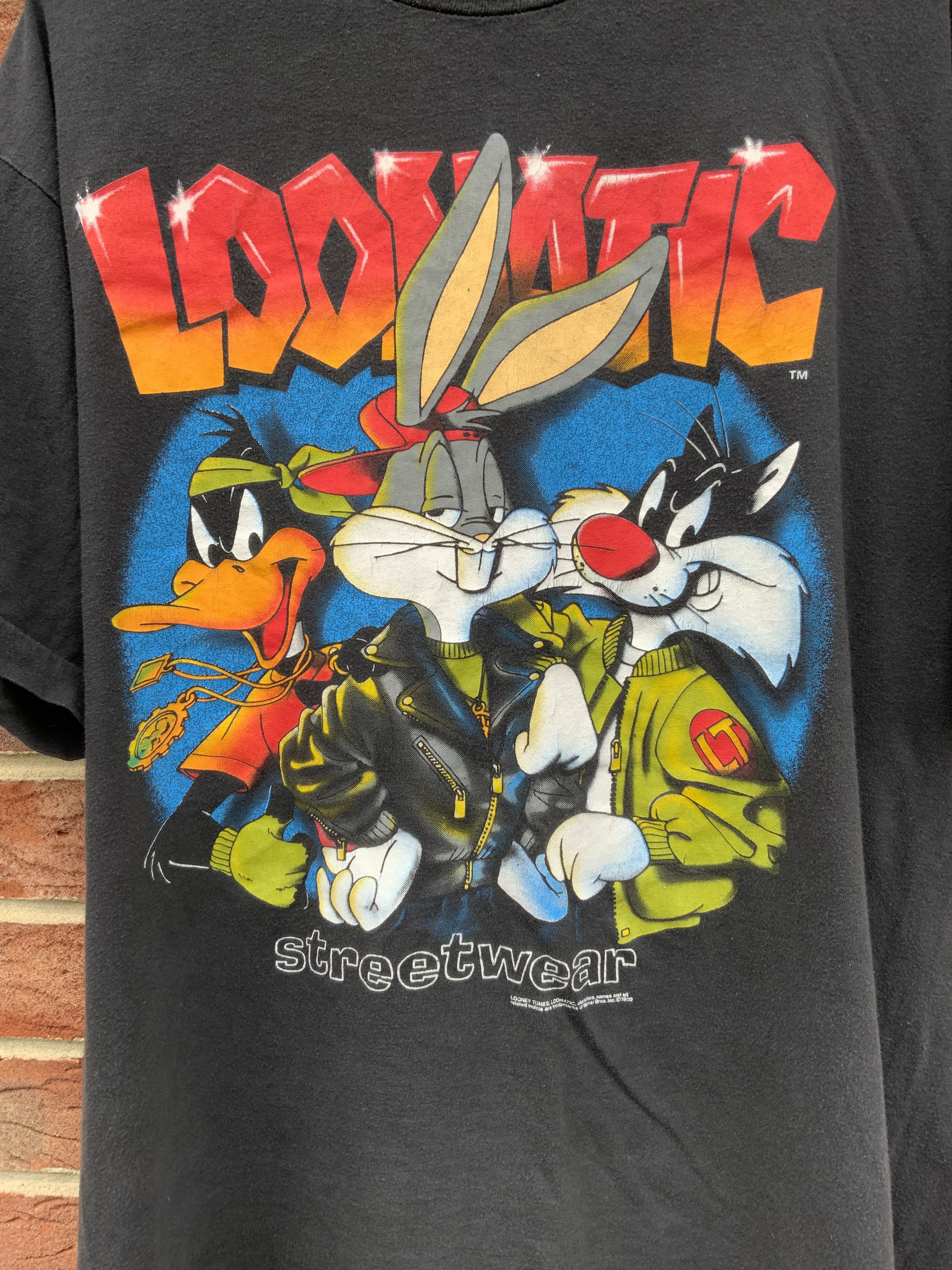 Vintage 1992 Looney Tunes Loonatic single stitch vintage t shirt Size US L / EU 52-54 / 3 - 2 Thumbnail