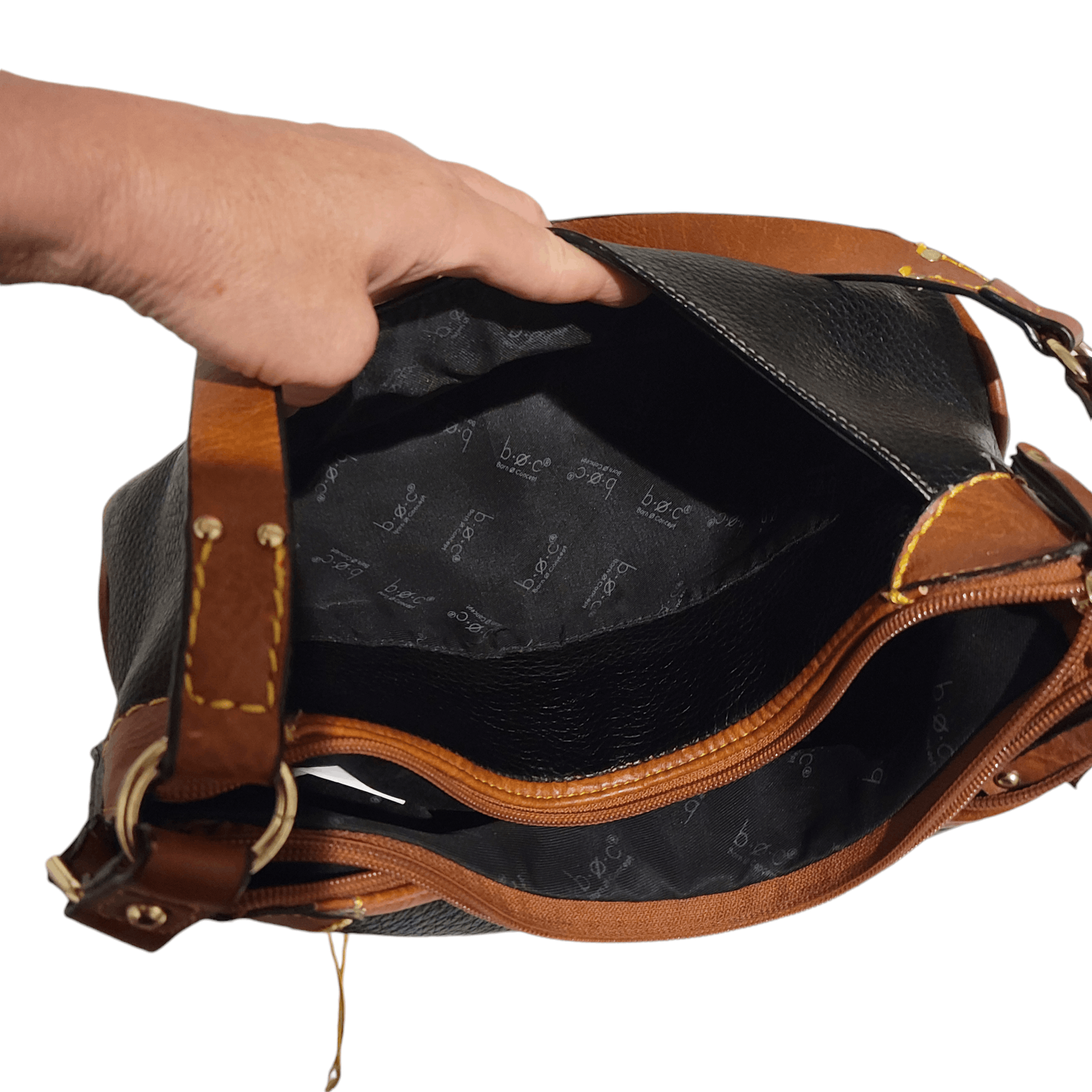 Boc B.O.C. Oakfield Hobo Black & Tan Faux Leather Shoulder Bag Size ONE SIZE - 12 Thumbnail