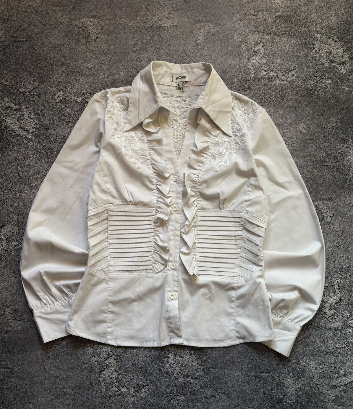 Moschino Vintage Moschino Luxury Embroidered Elegant Blouse Button Up Size XS / US 0-2 / IT 36-38 - 1 Thumbnail