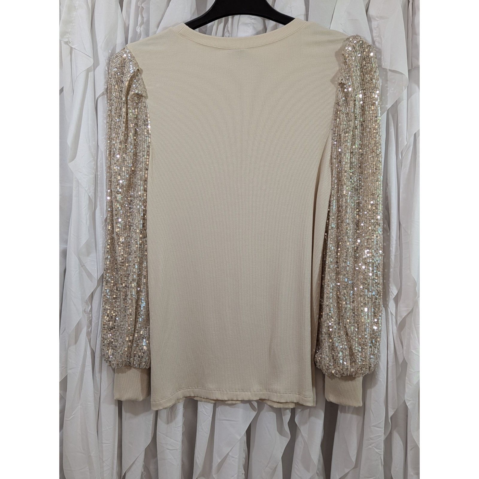 Torrid Torrid Sequin Ribbed Knit Top - Champagne - Size 00 / M Size L / US 10 / IT 46 - 6 Thumbnail