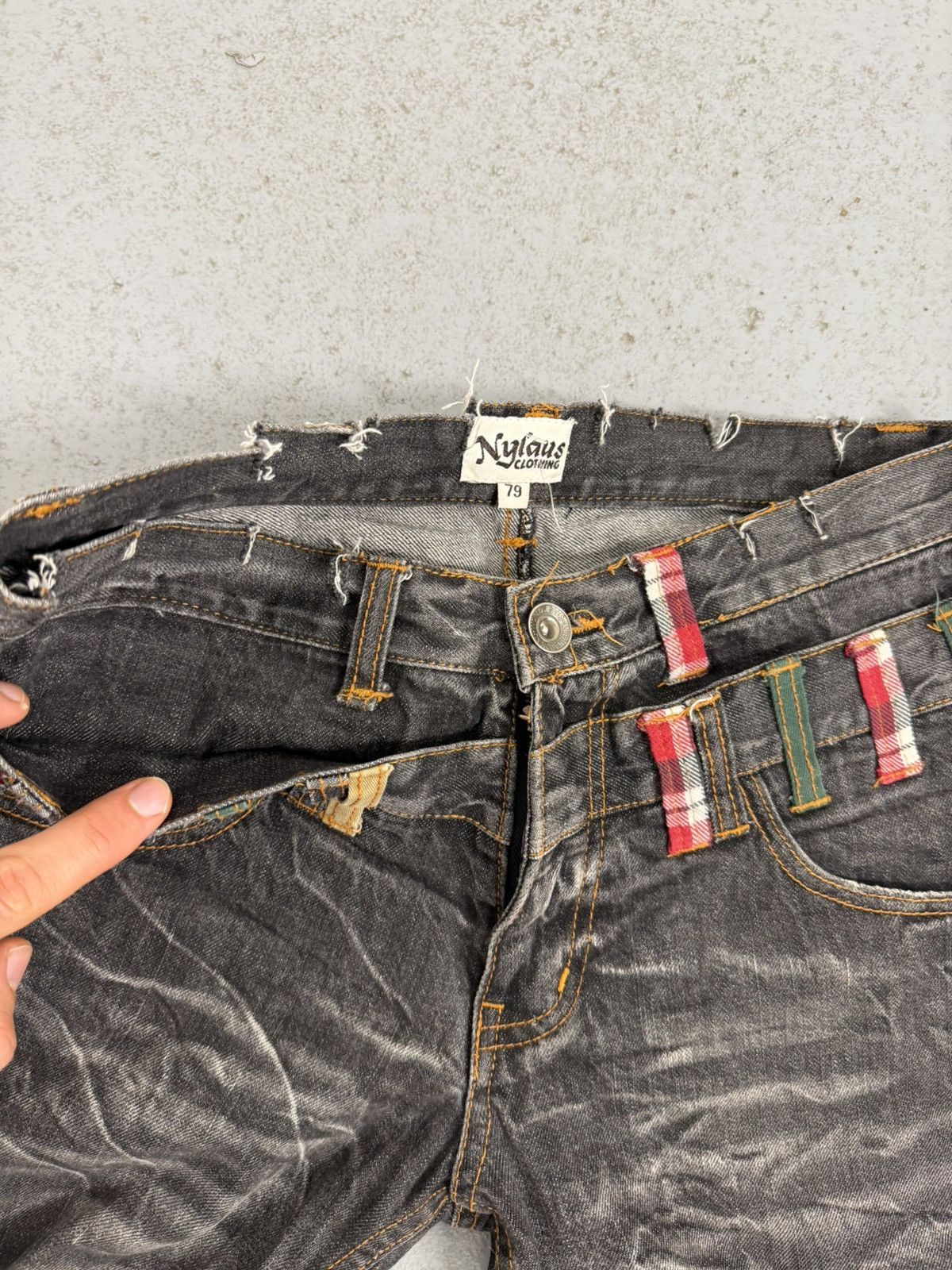 Japanese Brand Nylaus Japanese Double Waisted Washed Raw Jeans Size US 32 / EU 48 - 6 Thumbnail