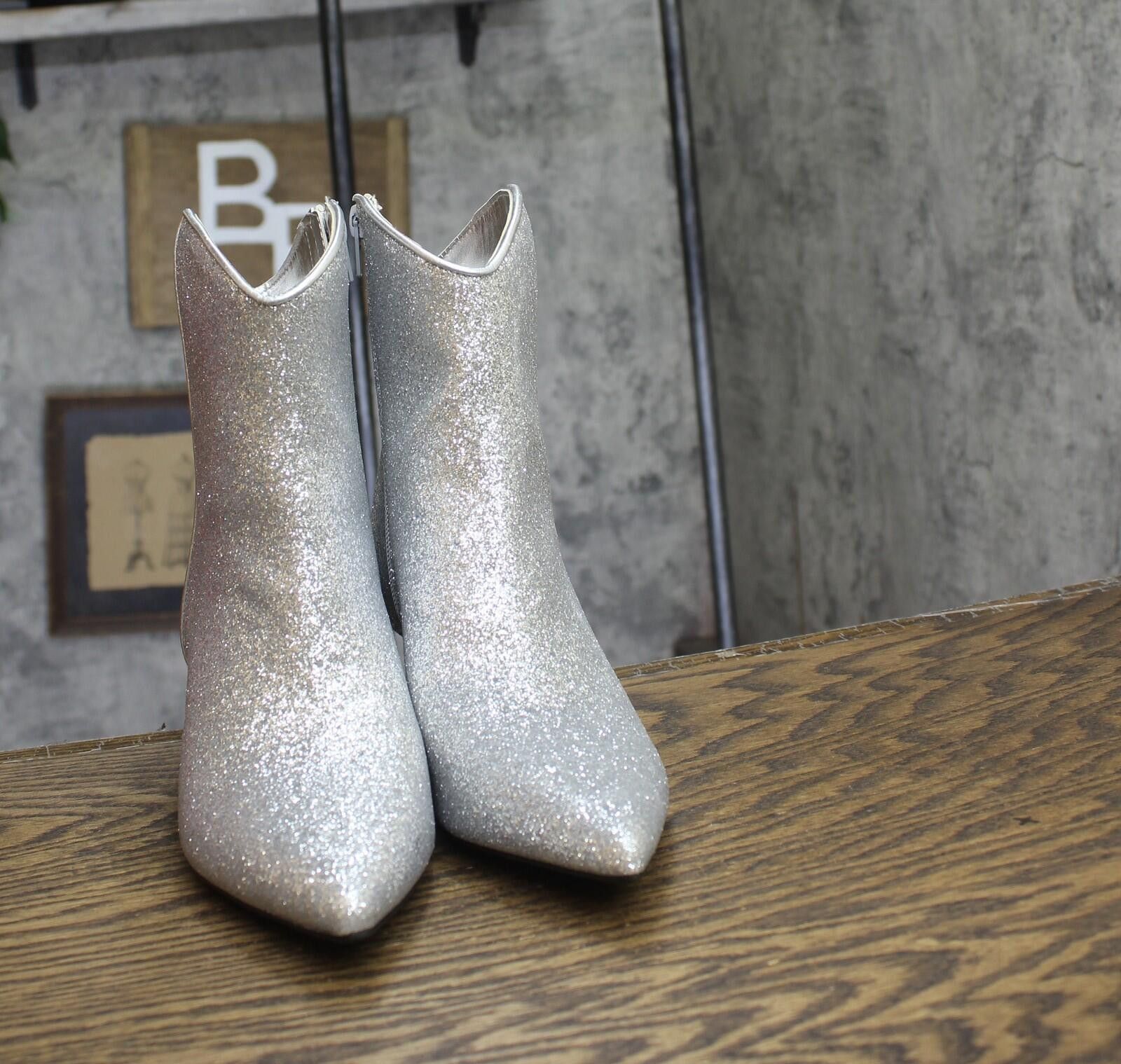 Other Nwt On 34th Booties 10019682200 Silver Glitter Gray 6m Size US 6 / IT 36 - 3 Thumbnail