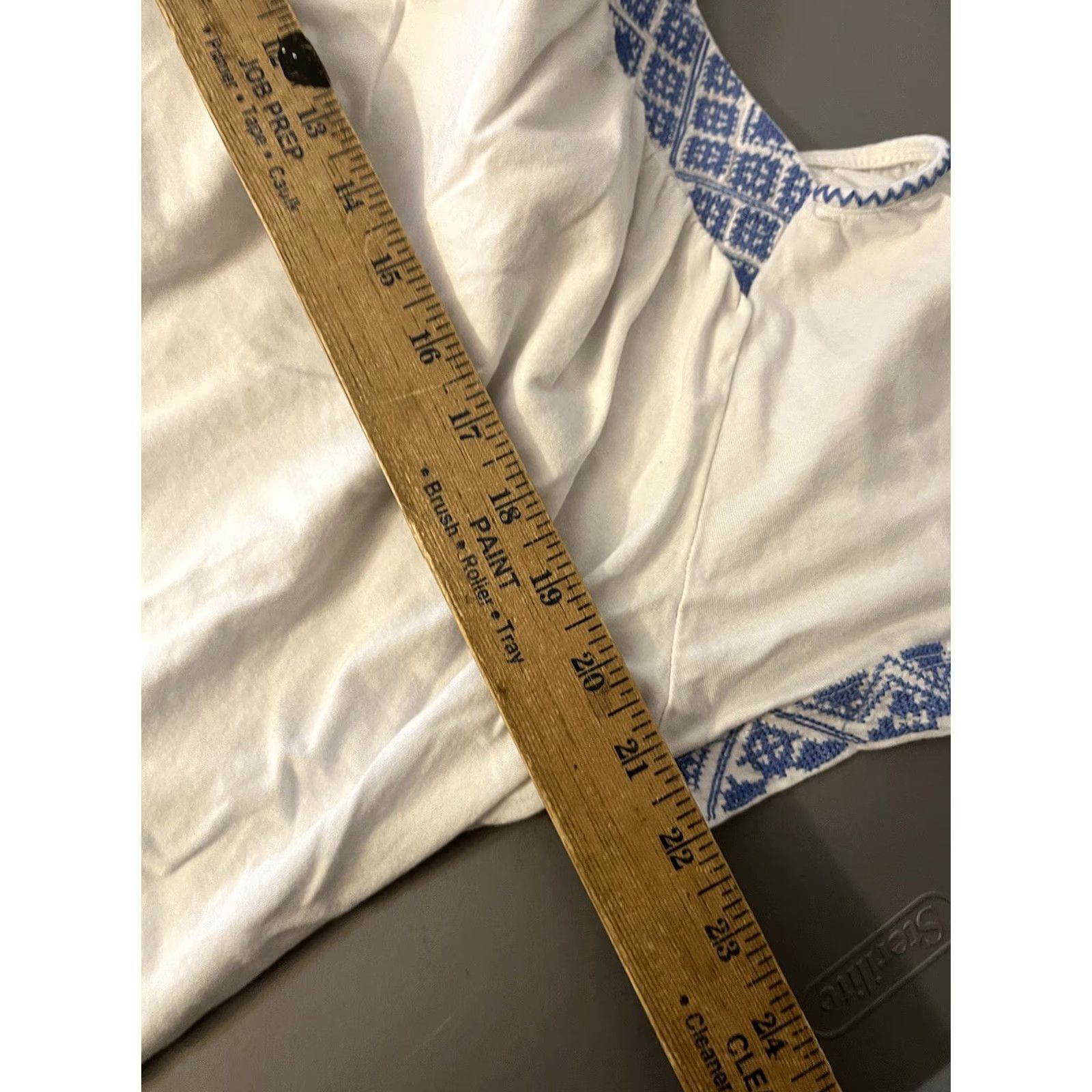 Chaps Chaps White Peasant Top Embroidered Neckline Square Neck Flutter Sleeve Cotton Blend Petite PXL Womens Blouse Country Size XL / US 12-14 / IT 48-50 - 5 Thumbnail