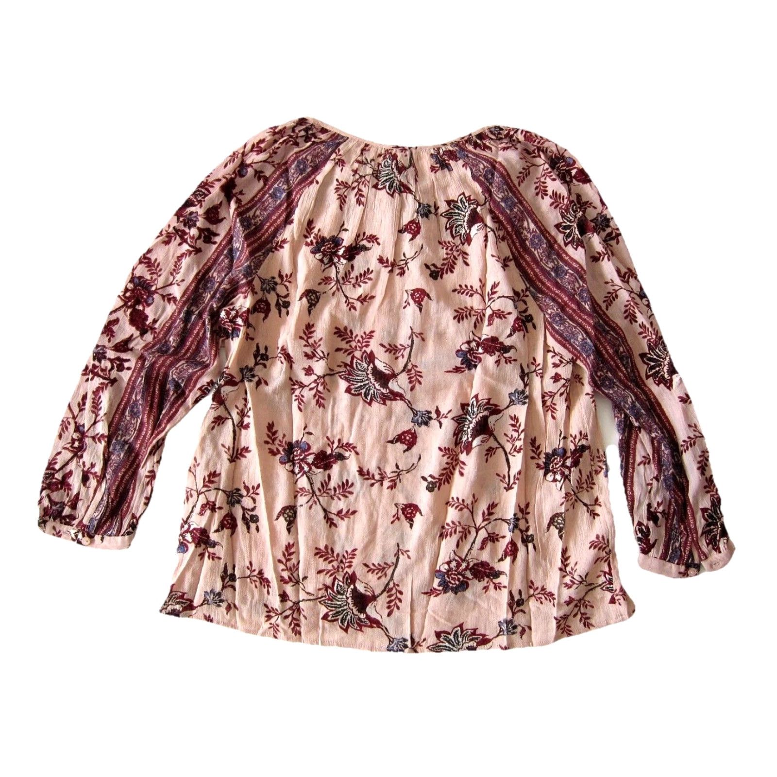 Lucky Brand Lucky Brand Blouse Long Sleeve Tunic Peasant Floral 100% Rayon Pink Large Women Size L / US 10 / IT 46 - 2 Thumbnail