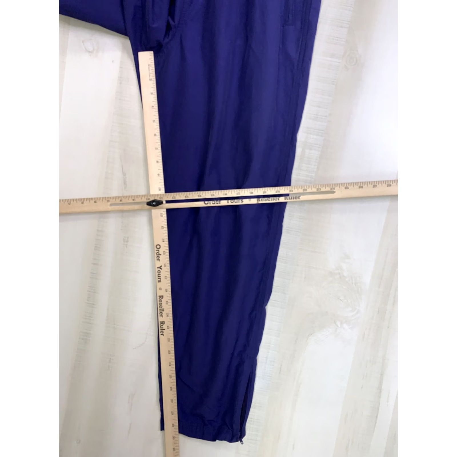Vintage VINTAGE L.L. Bean Purple Tapered Nylon Zip Ankle Track Pants Pull On Adult Large Size US 33 - 3 Thumbnail