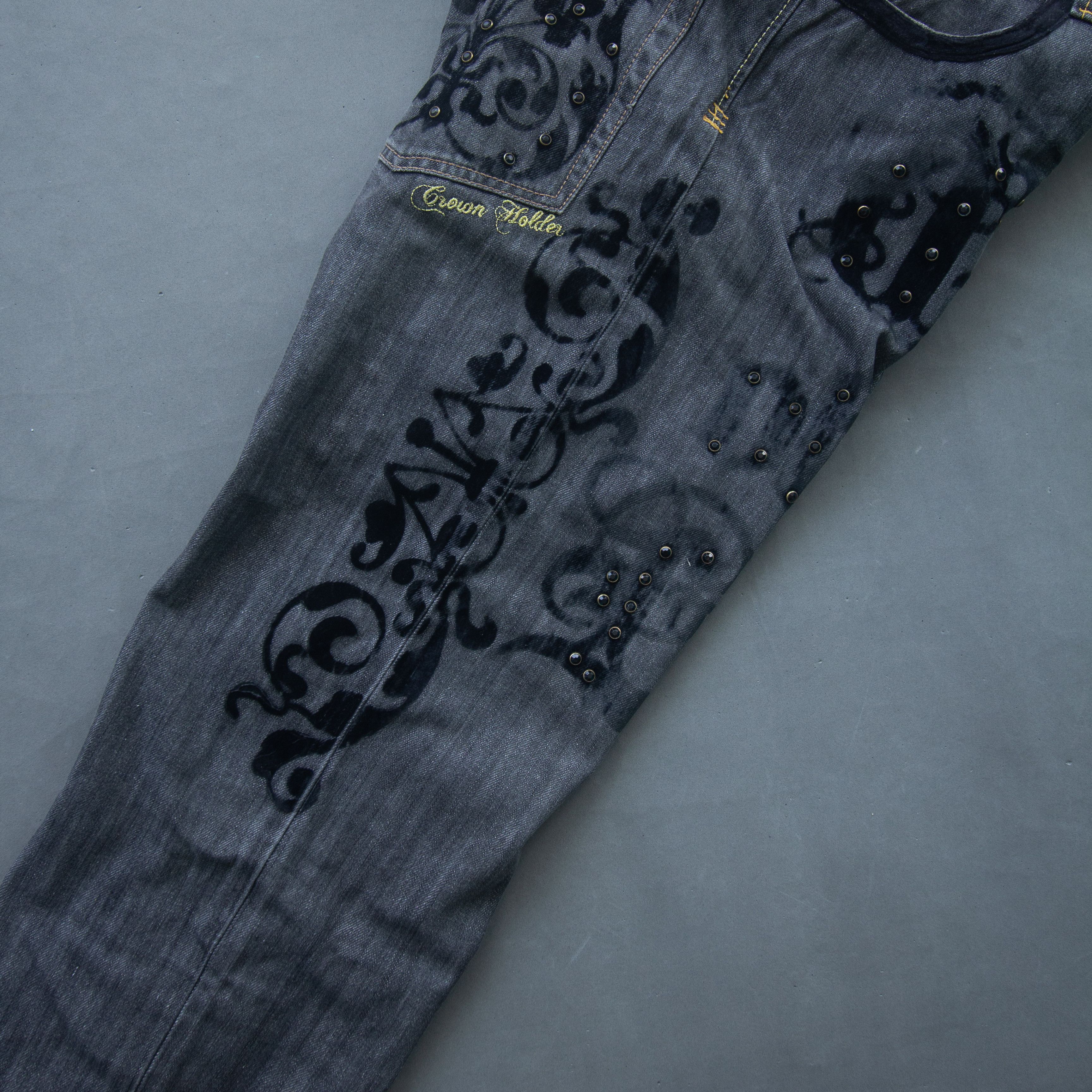 If Six Was Nine × Japanese Brand × Le Grande Bleu (L.G.B.) CROWN HOLDER VELVET ART JEANS Size US 32 / EU 48 - 9 Thumbnail