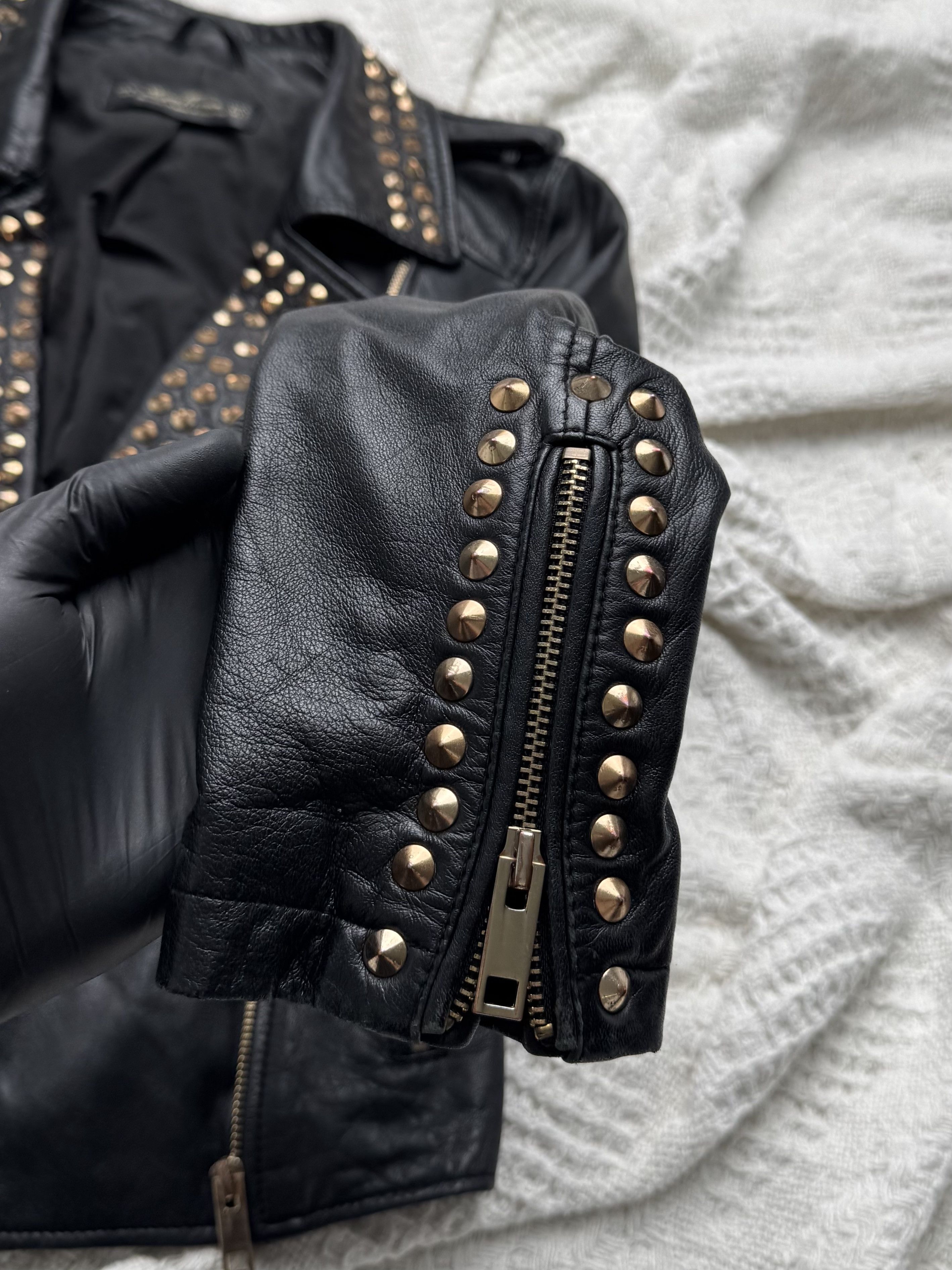 Vintage Vintage Leather Biker Jacket Studded Moto Zip Punk Rock Size S / US 4 / IT 40 - 7 Thumbnail