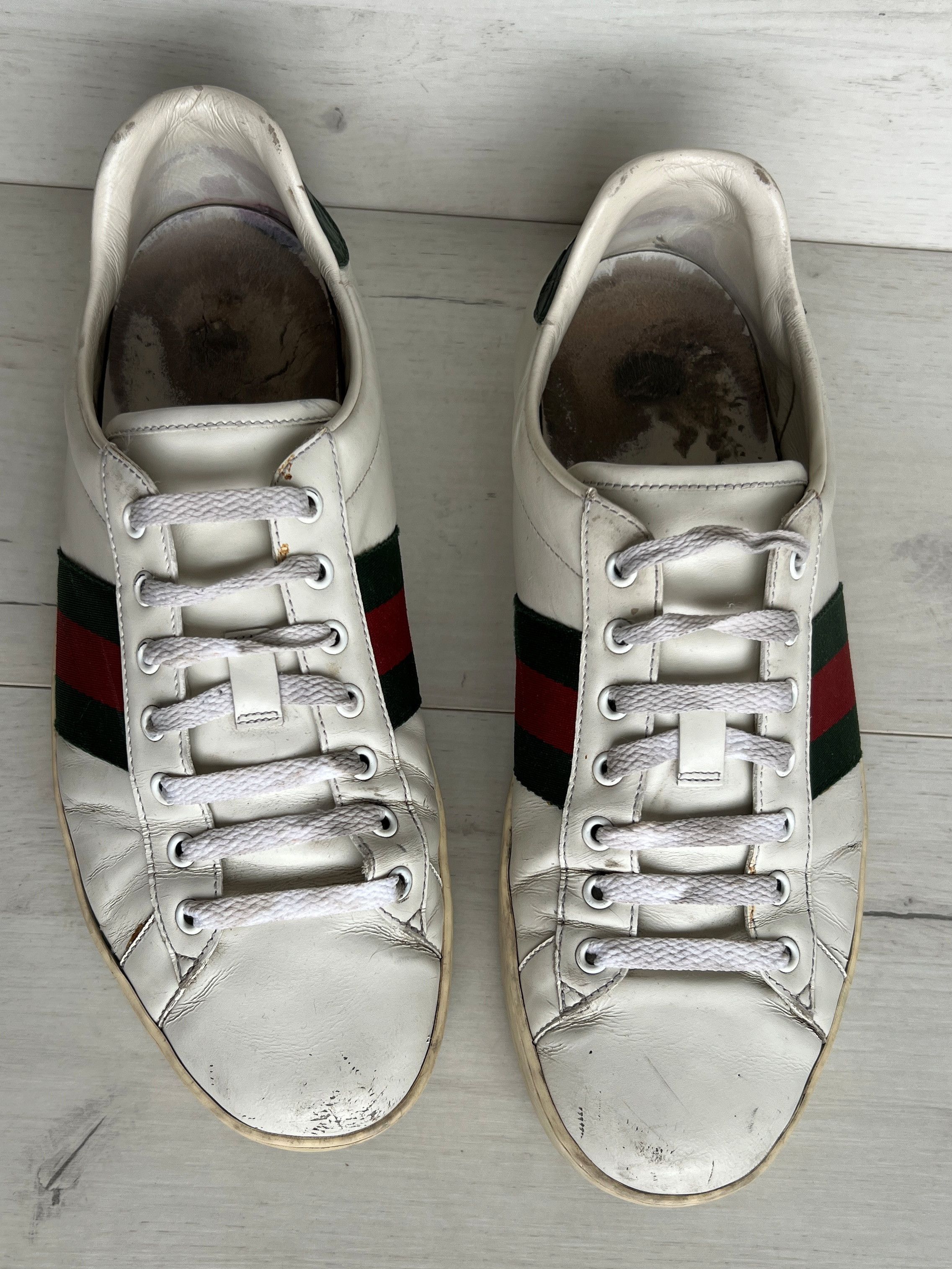 Gucci GUCCI ACE LEATHER LOW TRAINERS SNEAKERS Size US 11.5 / EU 44-45 - 3 Thumbnail