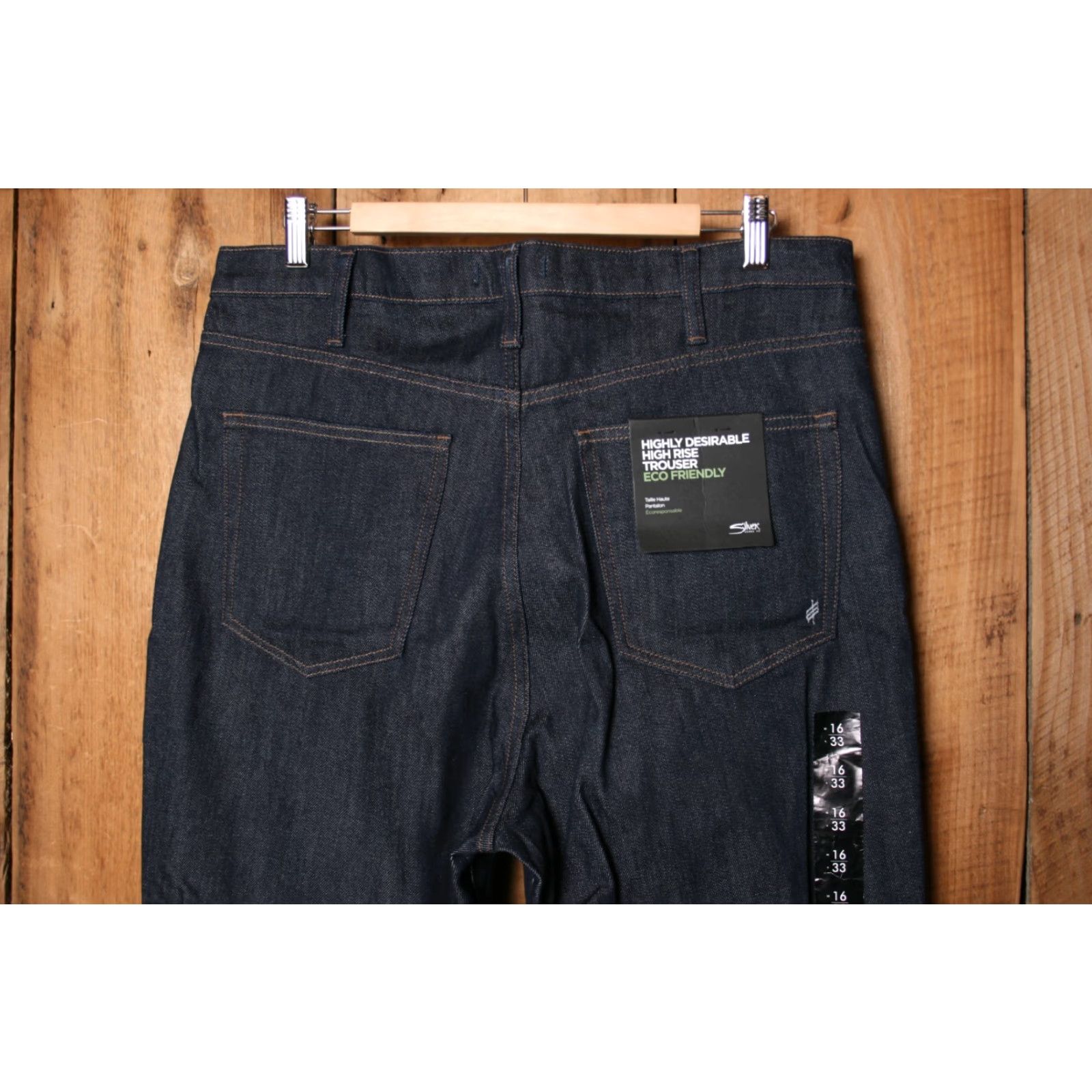 Silver Jeans Co. SILVER Jeans Blue Denim Jeans Sz. 16 L33 High Rise Wide-Leg 5-Pocket Womens Size 38" / US 16 / IT 52 - 5 Thumbnail