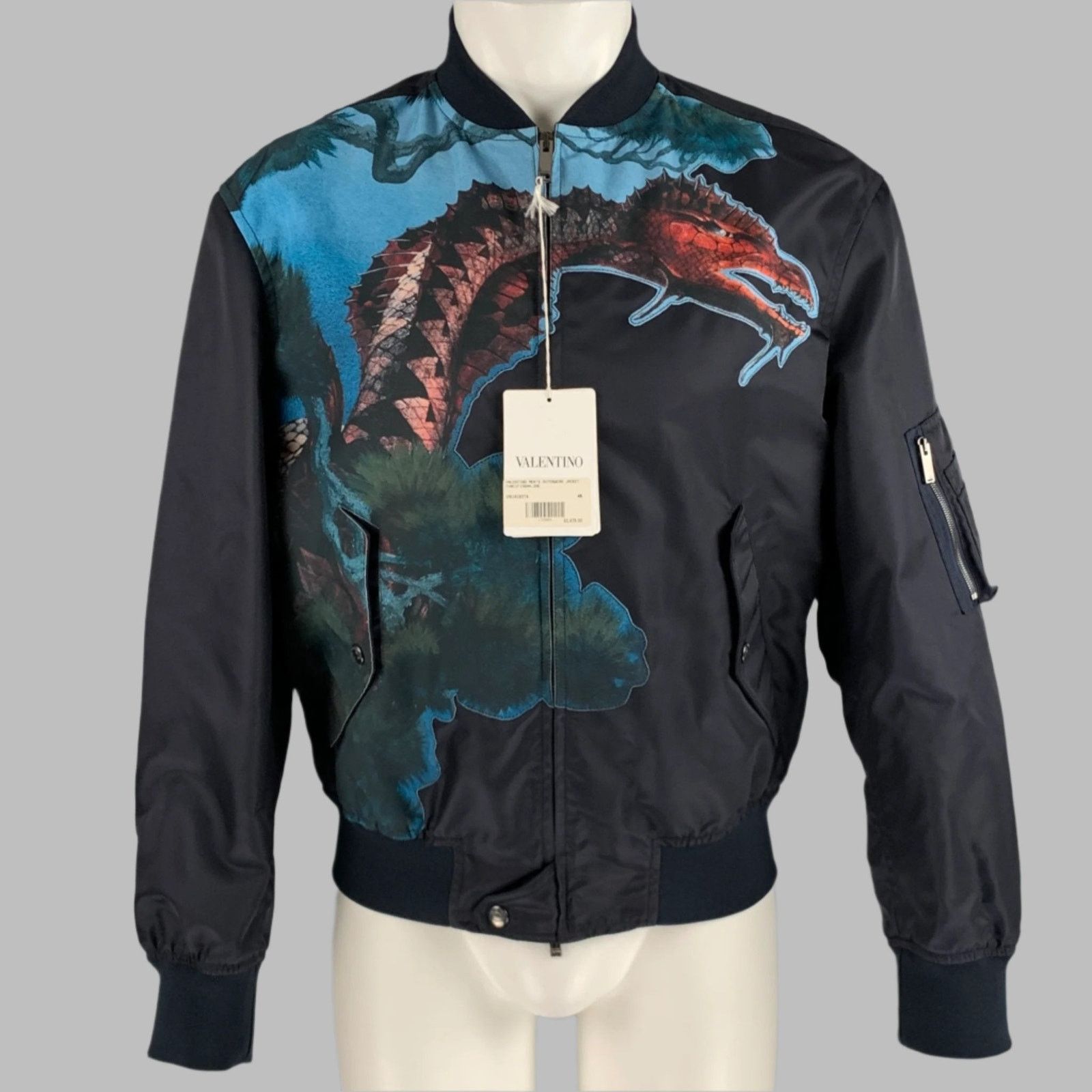 Valentino VALENTINO Size 36 Navy Graphic Bomber Jacket Size US S / EU 44-46 / 1 - 1 Thumbnail