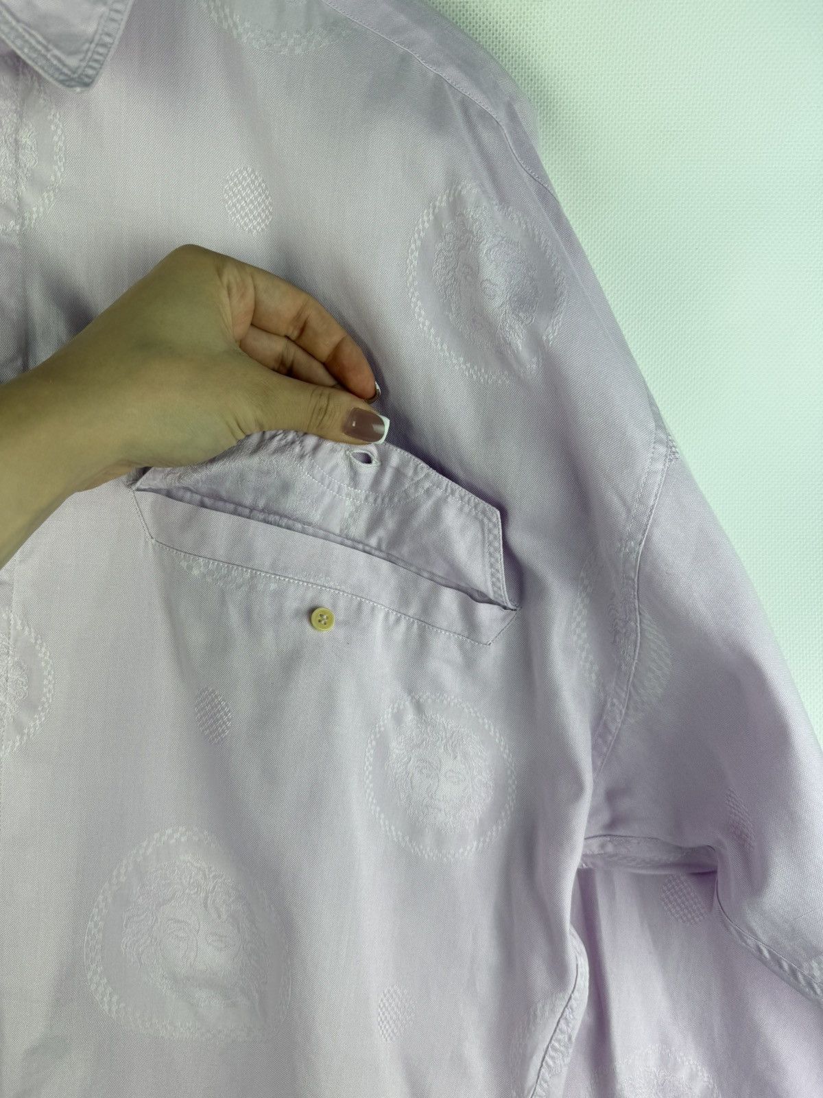 Versace Gianni Versace Vintage Multilogo Long Sleeve Button Up Shirt Size US S / EU 44-46 / 1 - 18 Thumbnail