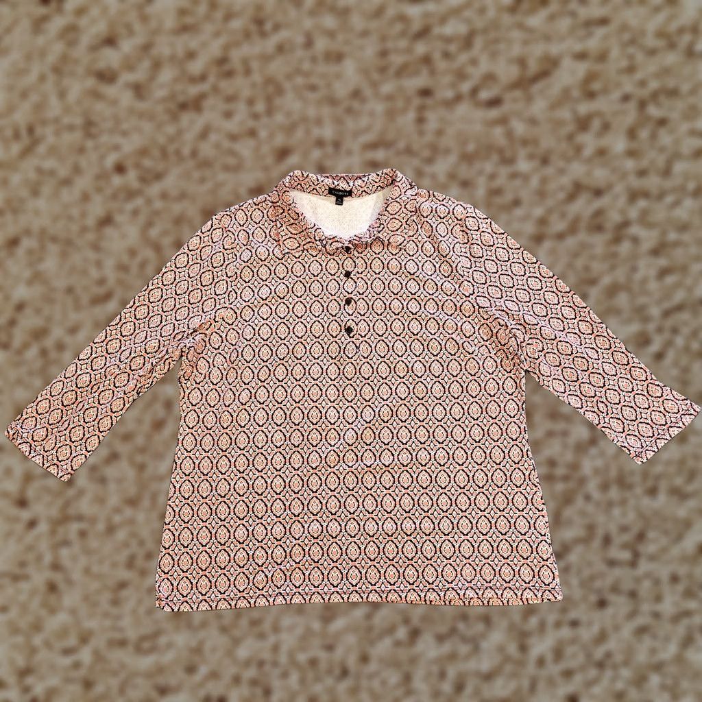 Talbots Talbots Top Shirt Womens XL Orange Stretch 3/4 Sleeve Career Casual Blouse Size XL / US 12-14 / IT 48-50 - 1 Thumbnail