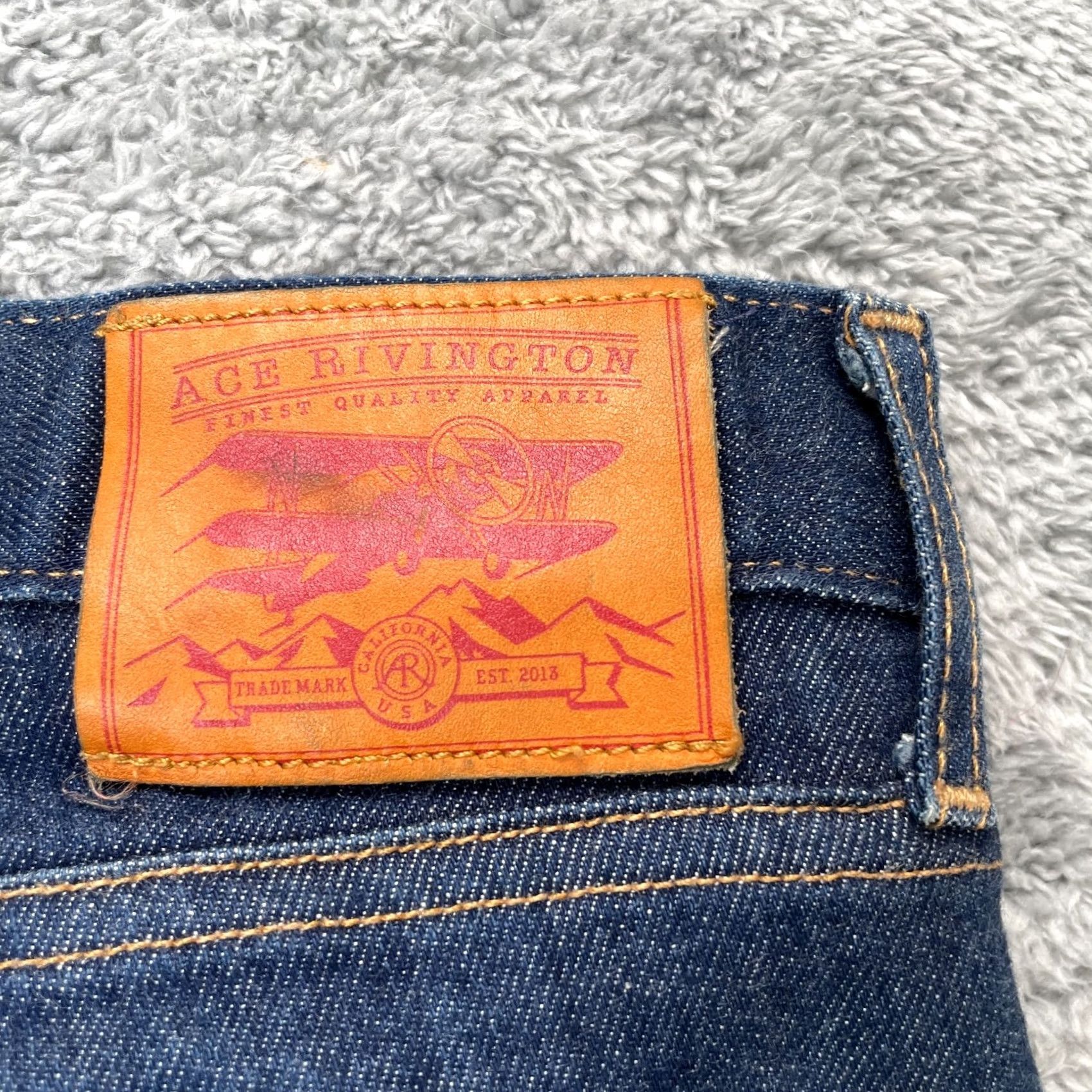 Denime Ace Rivington Jeans Womens 30 Blue Denim Tapered 5-Pocket Logo Stitch Dark Wash Regular 30in Inseam Mens Womens Girls Boys Size 30" / US 8 / IT 44 - 7 Thumbnail