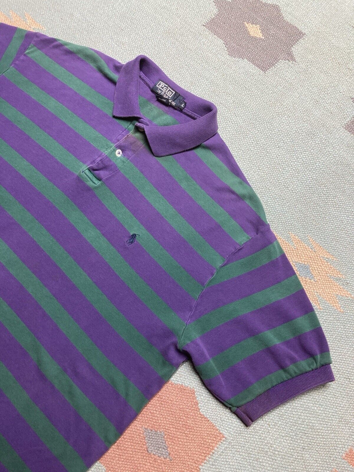 Polo Ralph Lauren × Vintage VTG Ralph Lauren polo shirt striped Charlotte hornets large Size US L / EU 52-54 / 3 - 2 Thumbnail