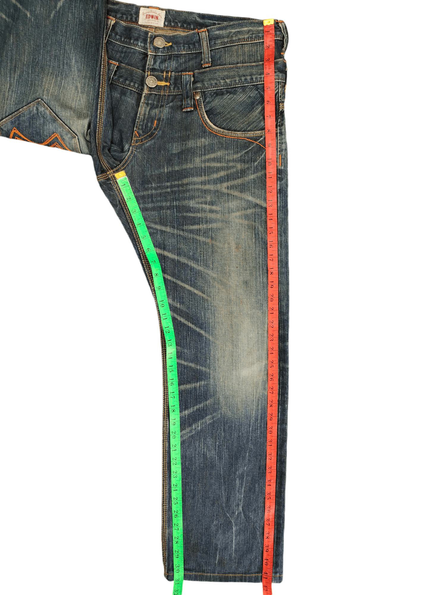 Comme des Garcons × Undercover Vintage Y2k Edwin Xv Double Waist Clawmark Denim Jeans Size US 35 - 9 Thumbnail