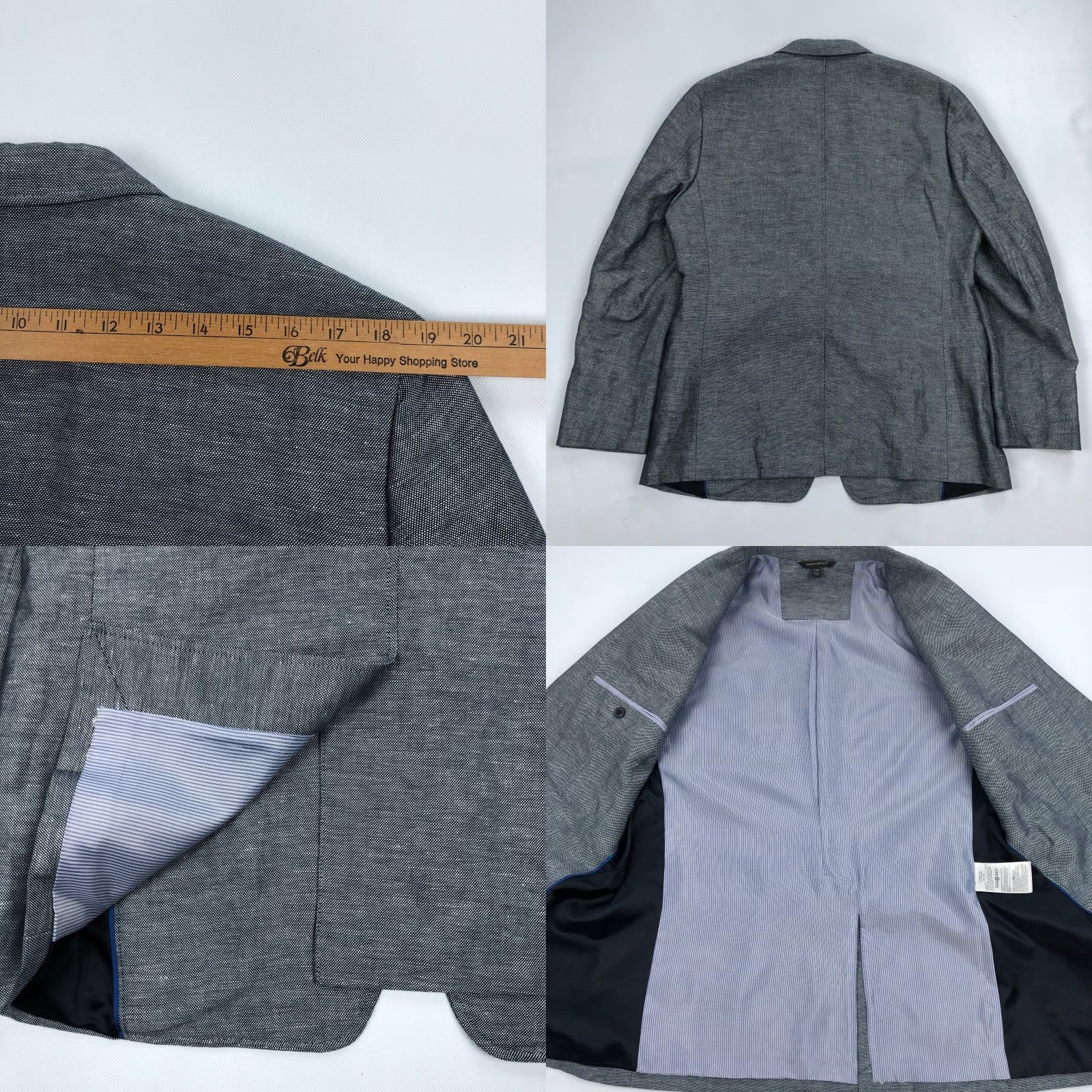 Banana Republic Banana Republic Blazer Jacket Sport Coat 2 Piece Gray Birdseye Linen Blend 44 Regular Men Mens Jacket Suit Office Career Casual Vintage No Size 44R - 8 Thumbnail