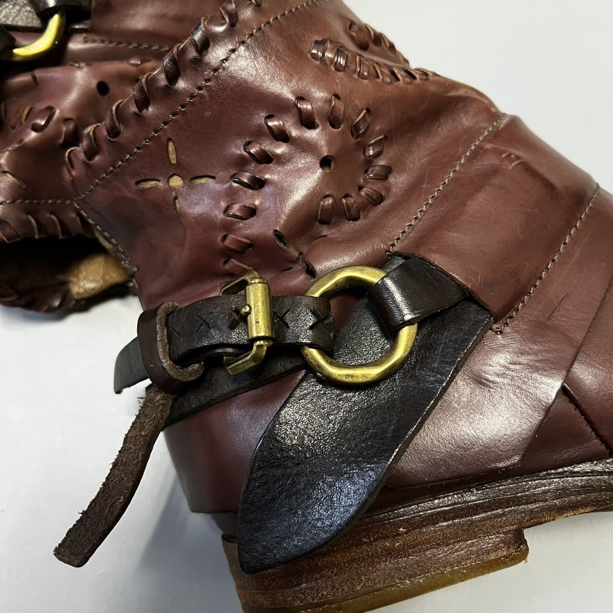 A.S.98 A.S.98 Airstep Design Zip Ankle Boots Shoes Burgundy leather Size US 7 / IT 37 - 9 Thumbnail