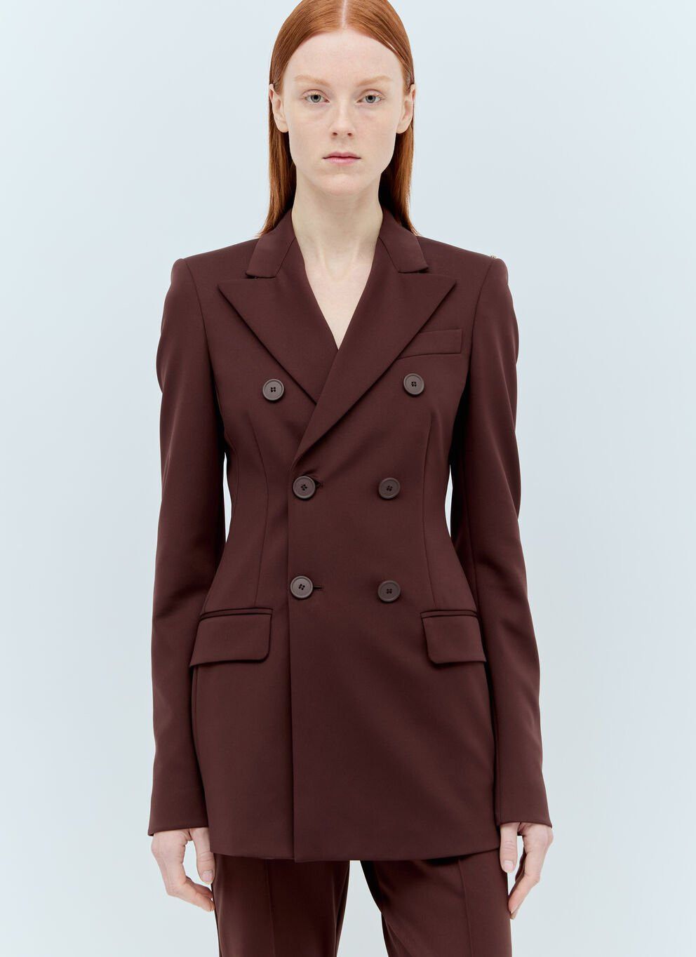 image of Sportmax Scuba-Look Jersey Blazer in Brown, Women's (Size Small)