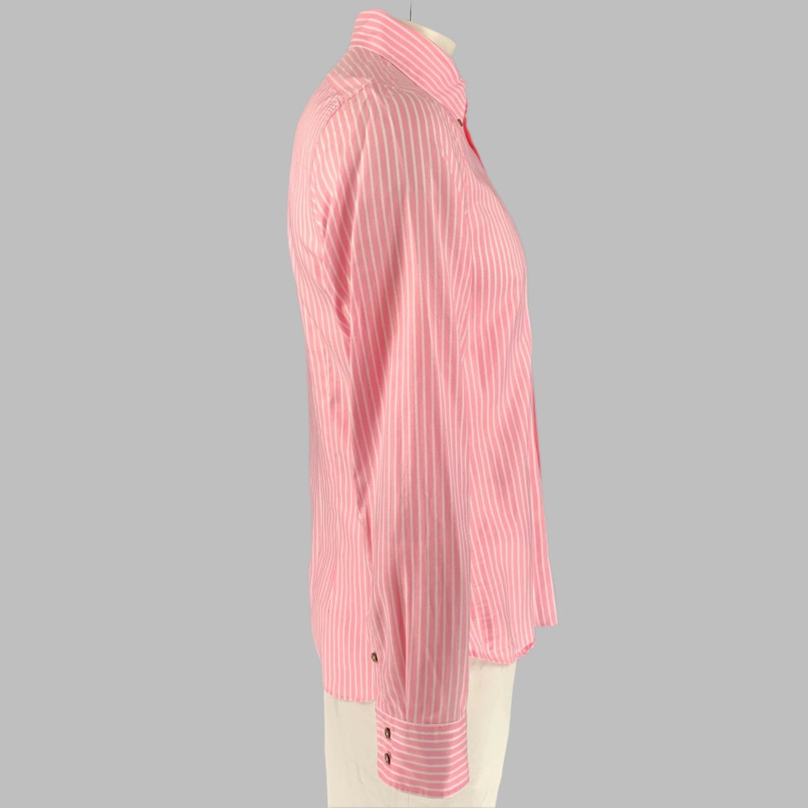 Jil Sander Pink White Stripe Cotton Button Down Collar Shirt Size US L / EU 52-54 / 3 - 2 Thumbnail