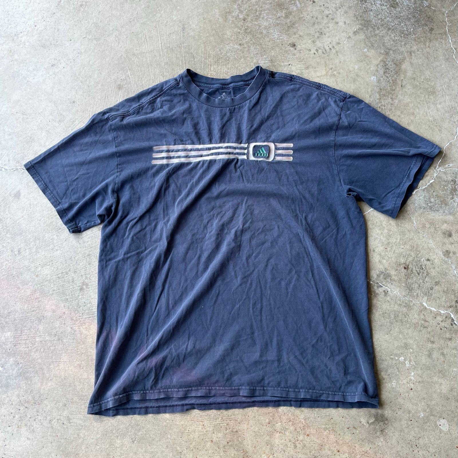 Vintage ADIDAS 3 STRIPE LOGO SPELLOUT BLANK SHIRT NAVY XL 00S Y2K Size US XL / EU 56 / 4 - 2 Thumbnail