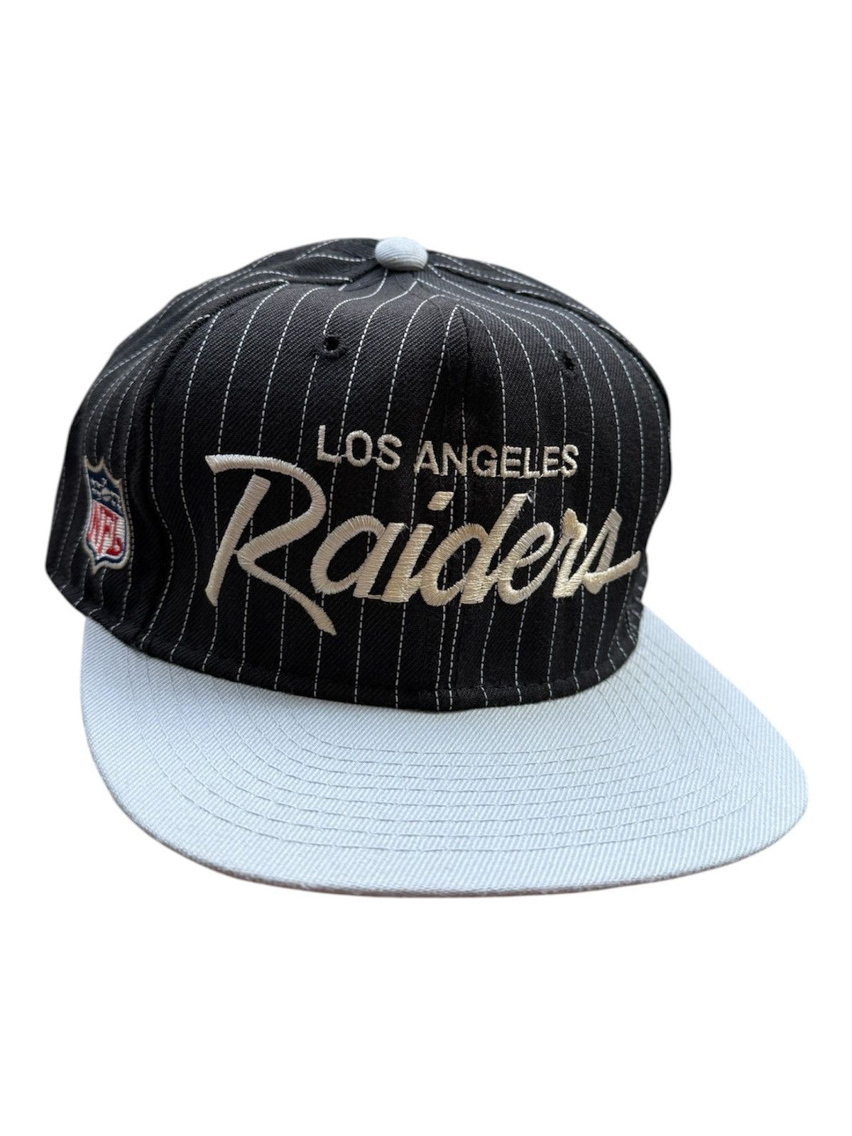LA Raiders 90s SCRIPT snapback 2 Pinstripe hat NFL vtg NWT