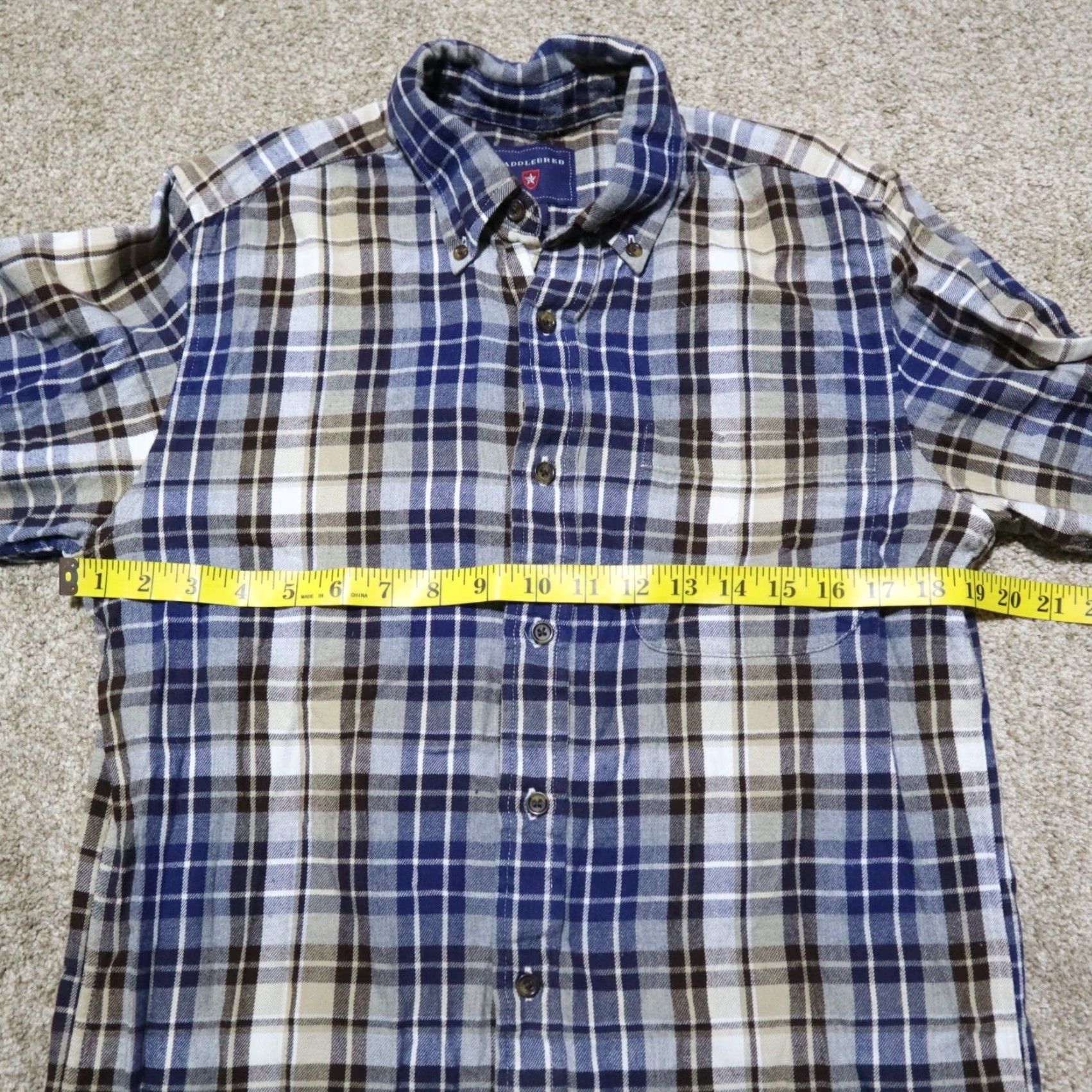 Vintage Saddlebred Shirt Button-Up Mens Small Blue Plaid Long Sleeve Cotton Blend Modern Classic Size US S / EU 44-46 / 1 - 4 Thumbnail