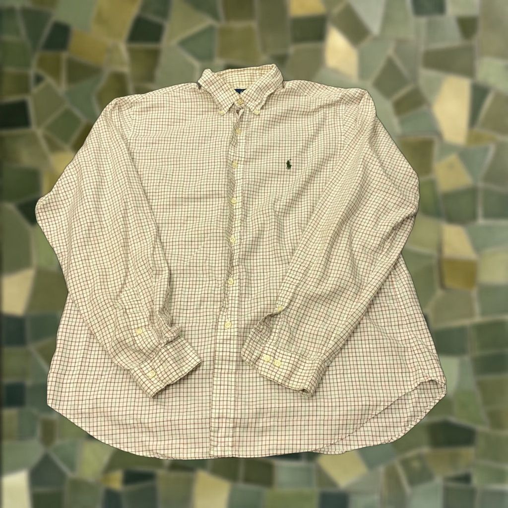 Ralph Lauren VINTAGE Ralph Lauren Shirt Men Size 17 Plaid Polo Pony Blue 100% Cotton Button-Up Long Sleeve Mens Regular Fit Adult Size US XL / EU 56 / 4 - 1 Thumbnail