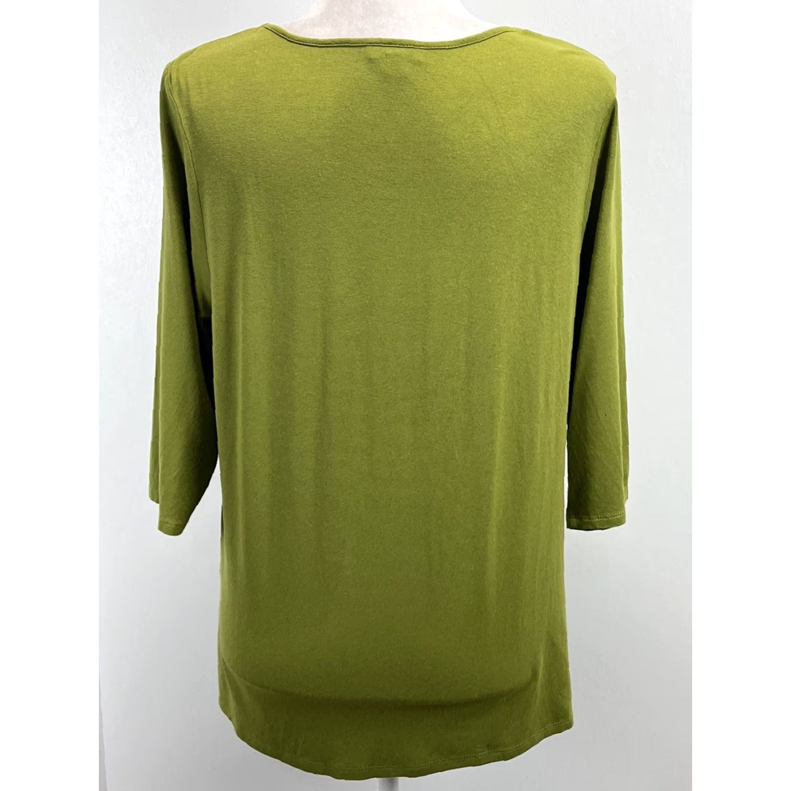 J. Jill J. Jill Wearever Tunic Shirt Womens Medium Green 3/4 Sleeve Jersey Stretch Size M / US 6-8 / IT 42-44 - 3 Thumbnail