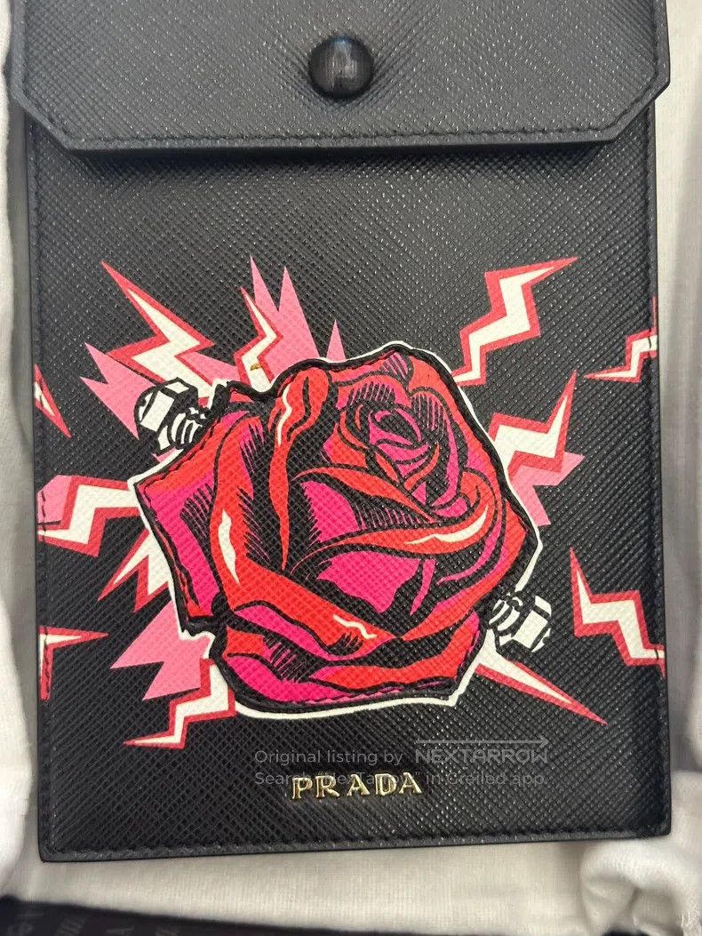 Prada Prada Phone Wallet Crossbody Bag with Rose Lightning Desig Size ONE SIZE - 3 Thumbnail
