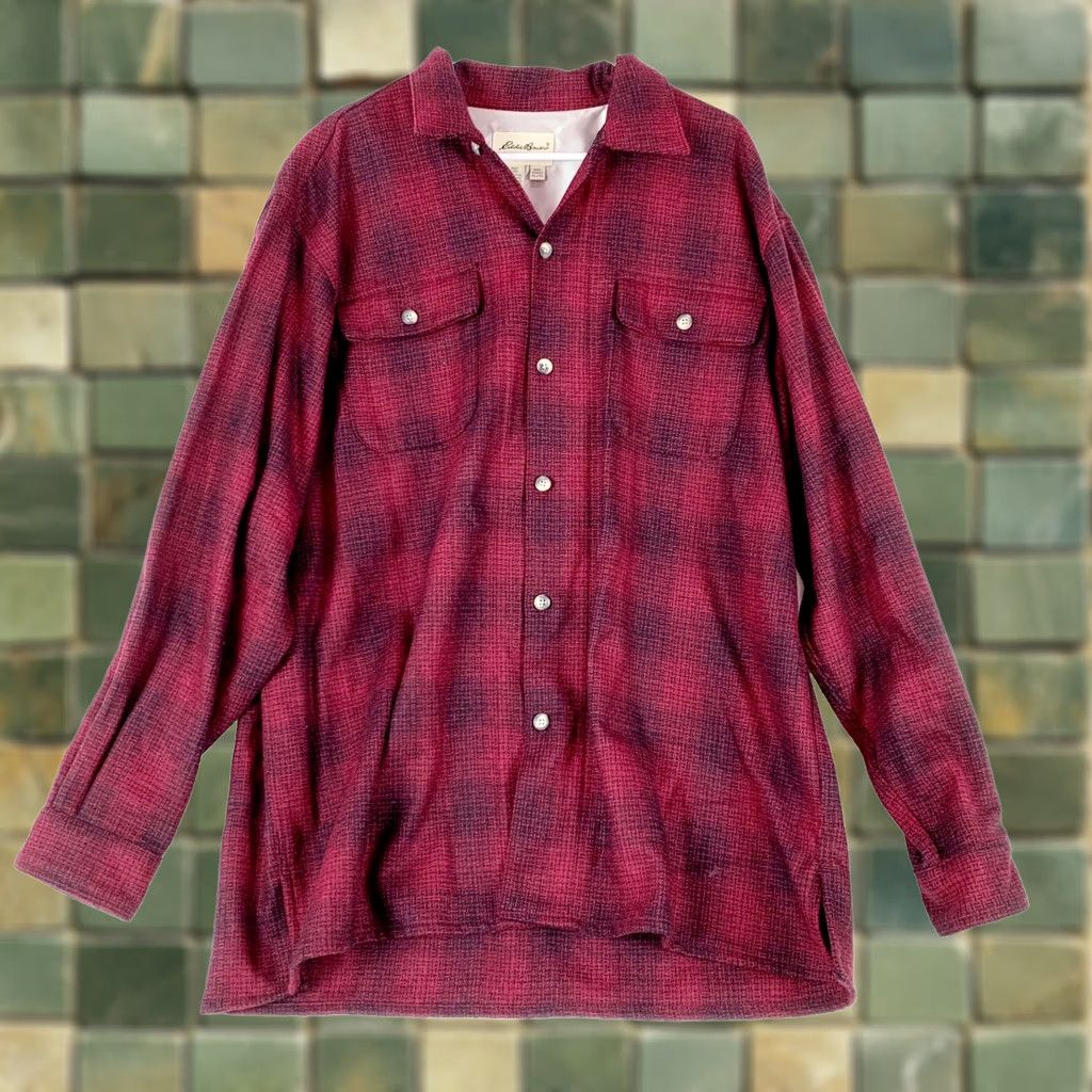 Eddie Bauer VINTAGE Eddie Bauer Shirt Plaid Wool Blend Long Sleeve Mens XL Red Buttons Up Button-Down Collared Flannel Size US XL / EU 56 / 4 - 1 Thumbnail