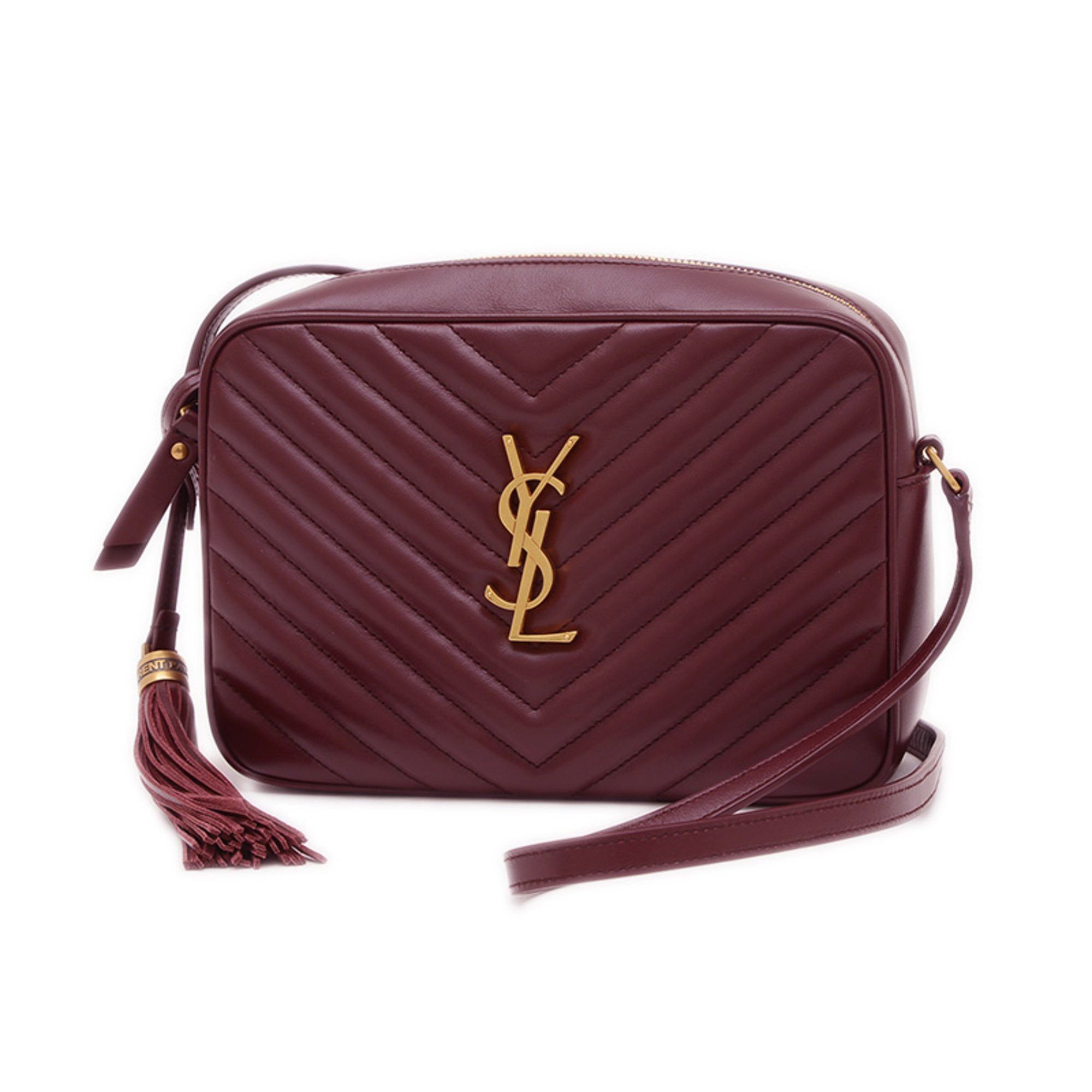 YVES Saint Laurent Lou Camera Bag Shoulder Calfskin Bordeaux Gold Hardware 612544 Bp, Women's