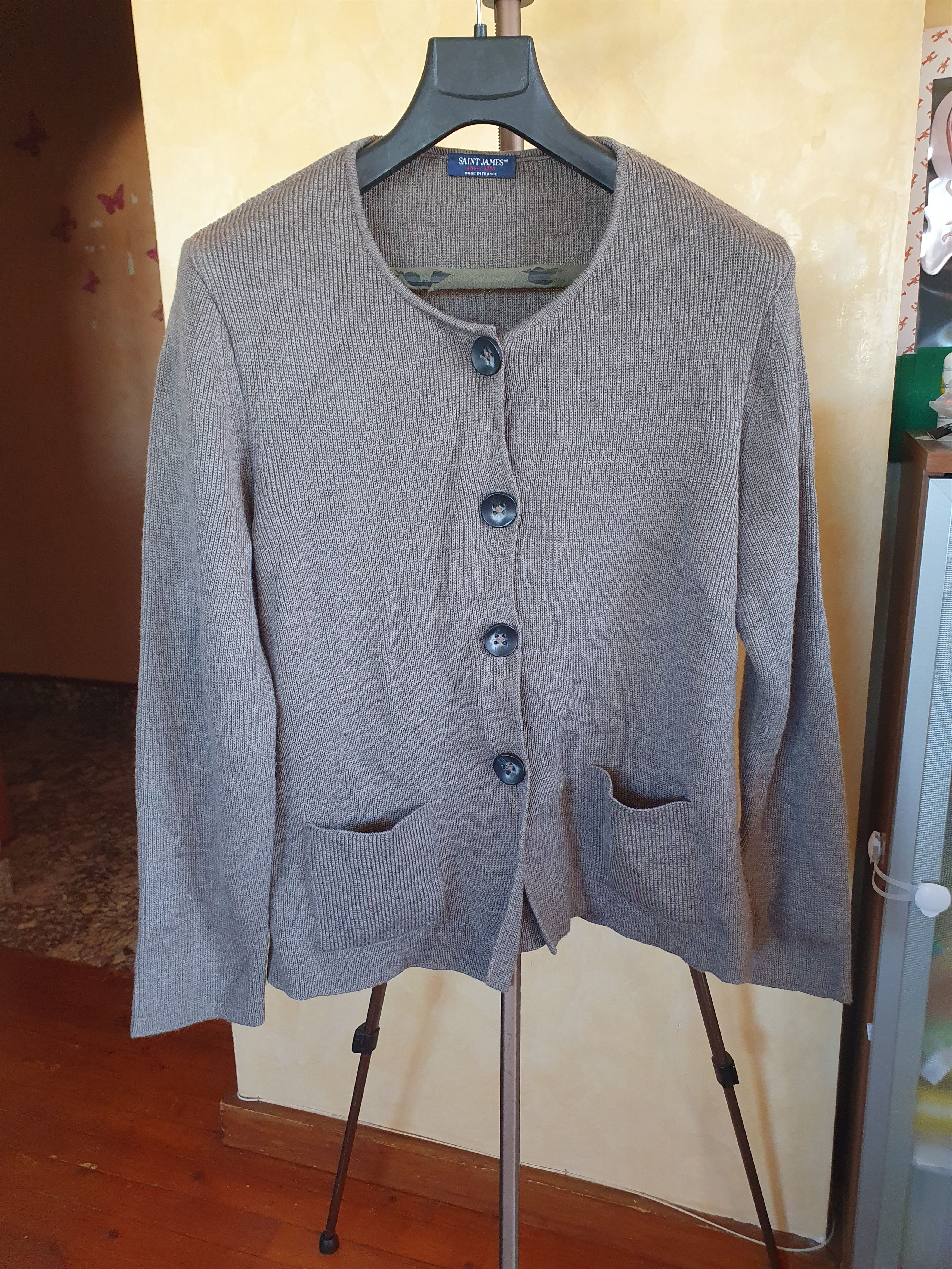 Saint James Saint James Women's Wool Cardigan Four Button sz 14 Size XL / US 12-14 / IT 48-50 - 2 Thumbnail