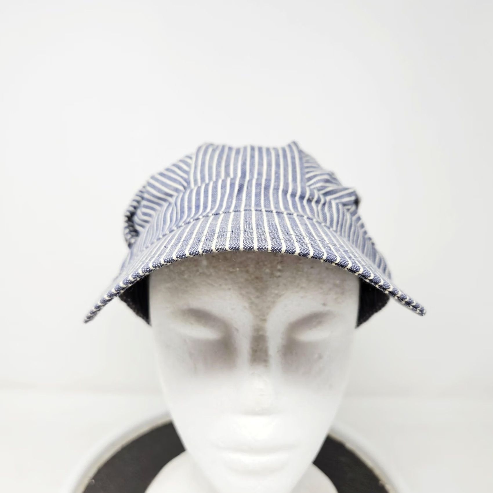 Denime VINTAGE Army Cap Striped Denim Hat 7 1/4 Blue Cotton Men Casual Summer USA Cap Mens Size ONE SIZE - 2 Thumbnail