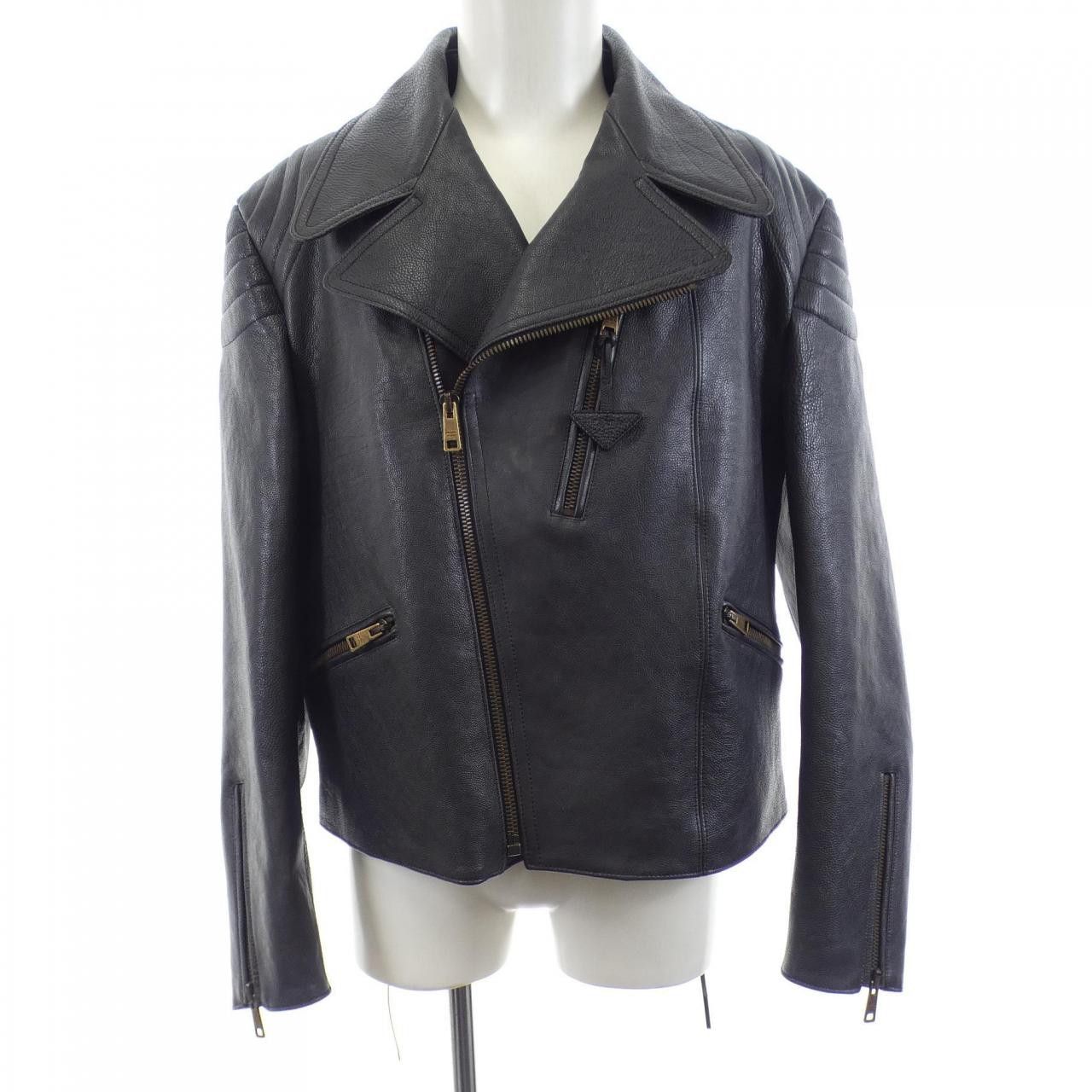 Prada Prada Prada UPW416 2D02 Calfskin Riders Jacket Leather Outerwear UPW416 2D02 DUTY FREE for USA Size ONE SIZE - 1 Thumbnail