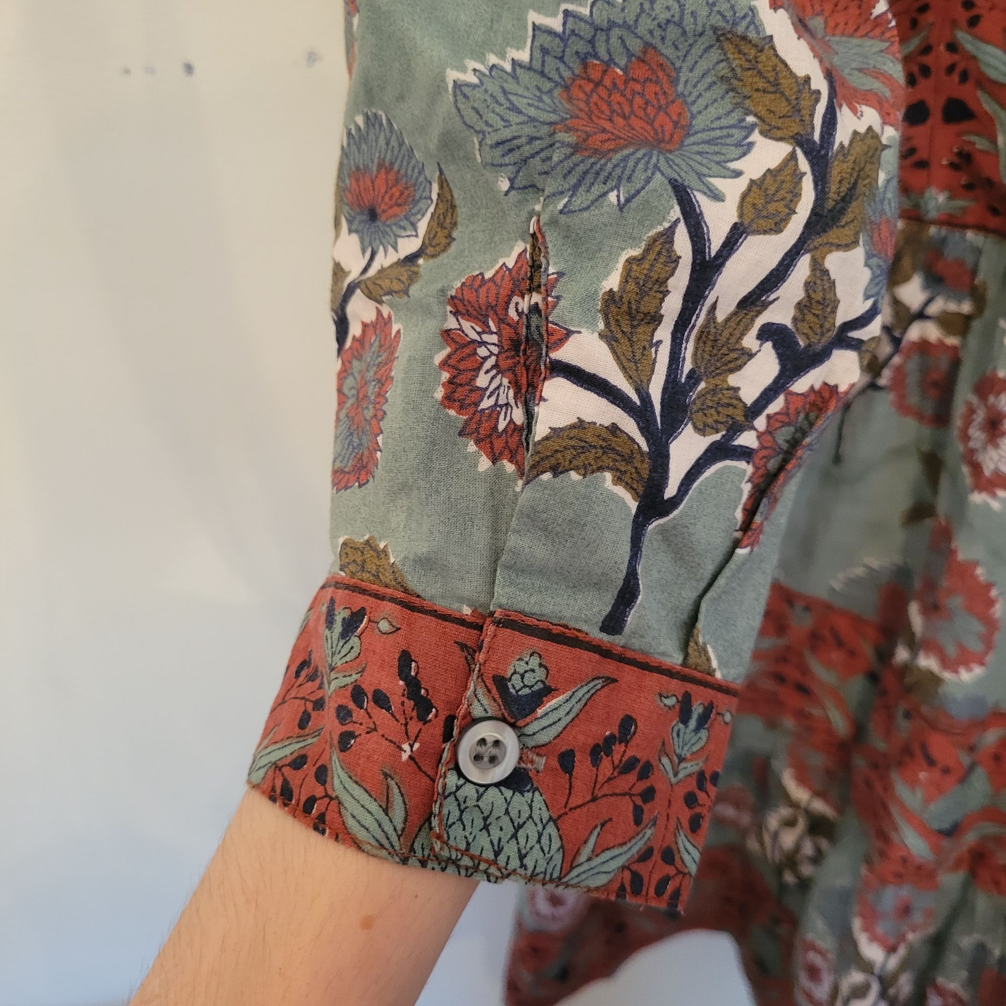 Victoria Dunn PEONY Boho Floral Dress M Smocked High Neck Sw