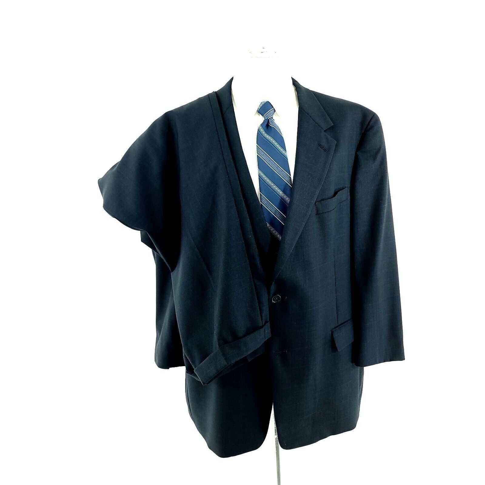Austin Reed Austin Reed Wool 2 Button 2 Piece Suit 48L Blue Check Window Size 48L - 3 Thumbnail