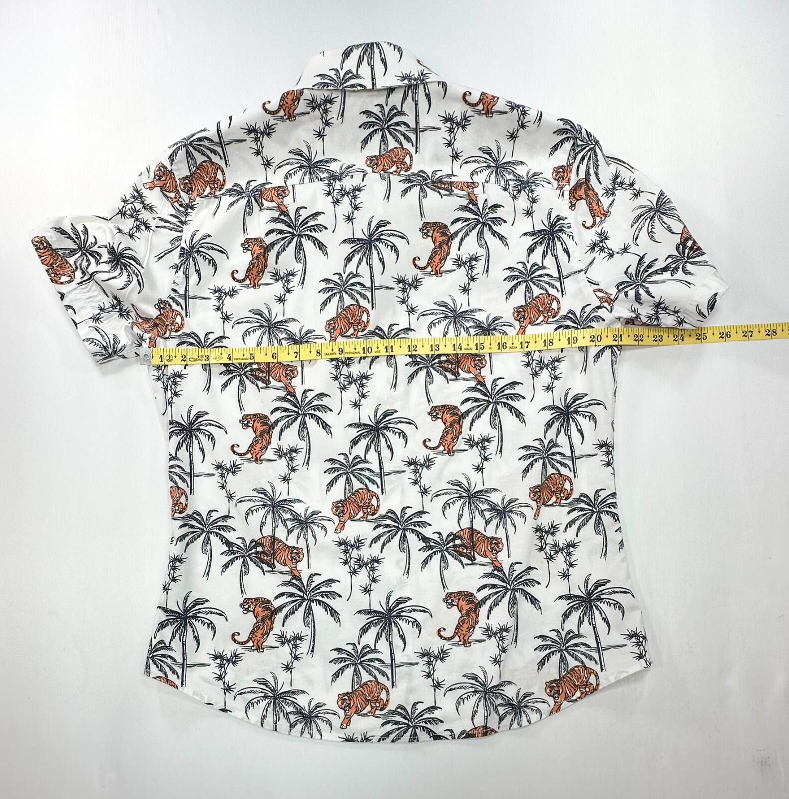 Banana Republic Goodfellow Northrup Slim Tiger Print Button Up Men White M Size US M / EU 48-50 / 2 - 4 Thumbnail