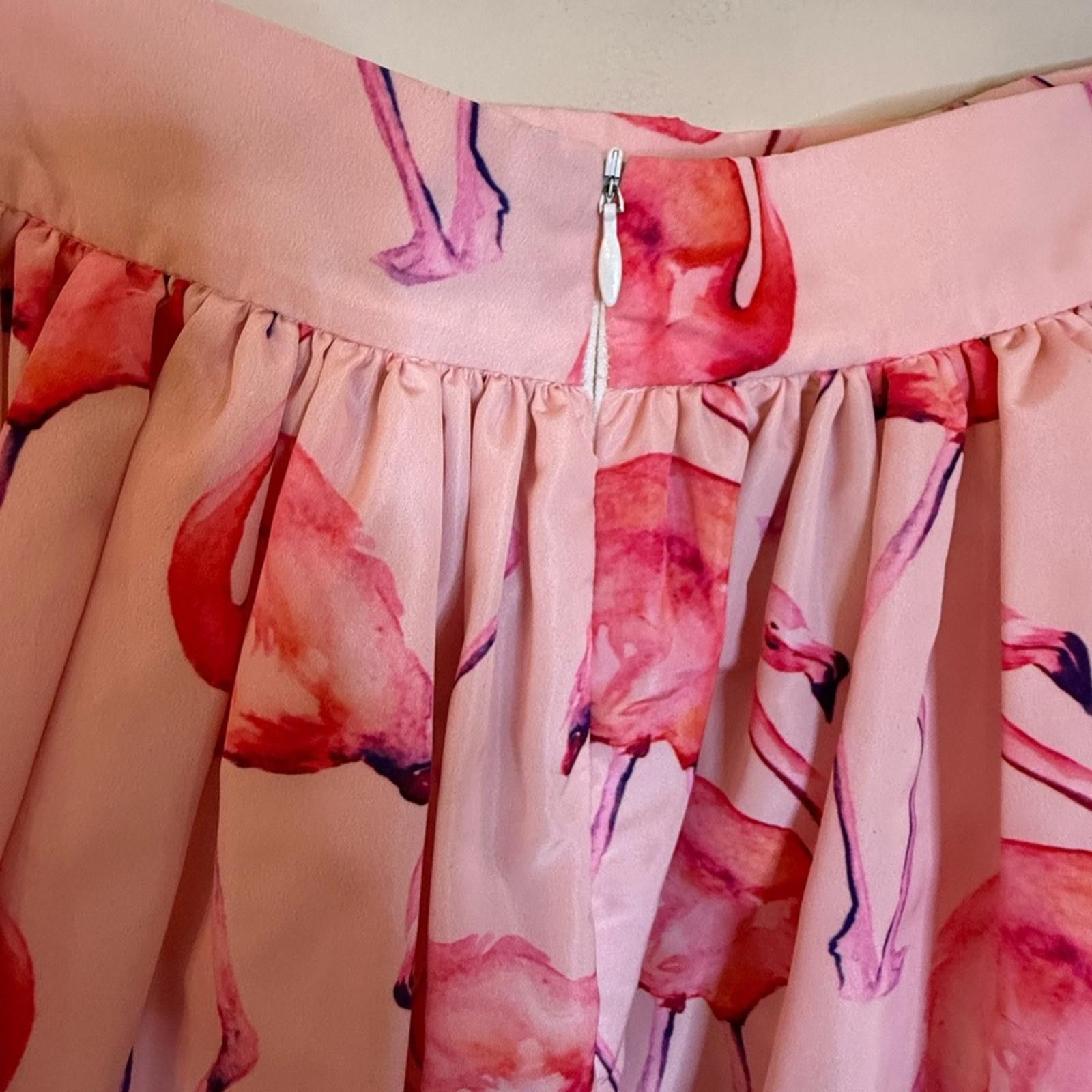 Other Party Skirts pink flamingo pleated full midi skirt SZ XS Size 26" / US 2 / IT 38 - 3 Thumbnail