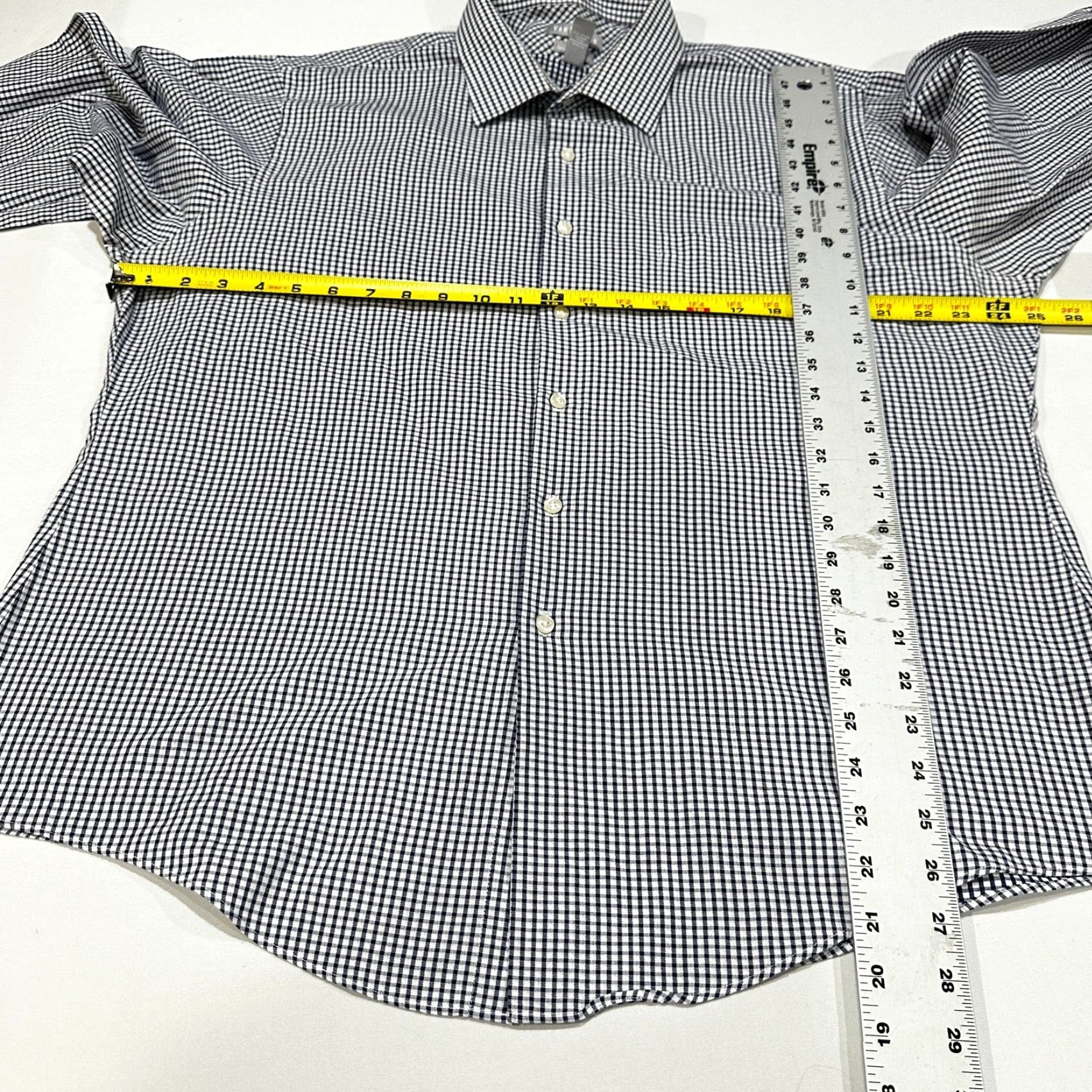 Van Heusen Van Heusen Shirt Men 18 Blue White Checkered Cotton Wrinkle Free Gingham Shirt Size US XXL / EU 58 / 5 - 5 Thumbnail