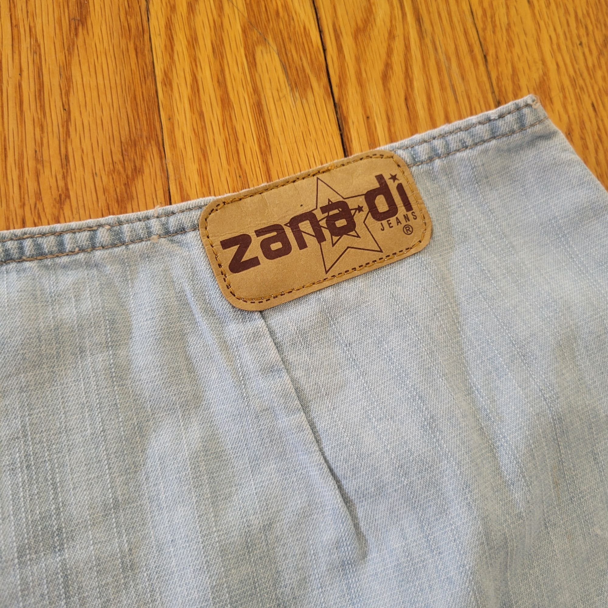 Vintage Zana Di Floral Embroidered Denim Skirt 13 Blue Jean Corset L Size 35" - 7 Thumbnail